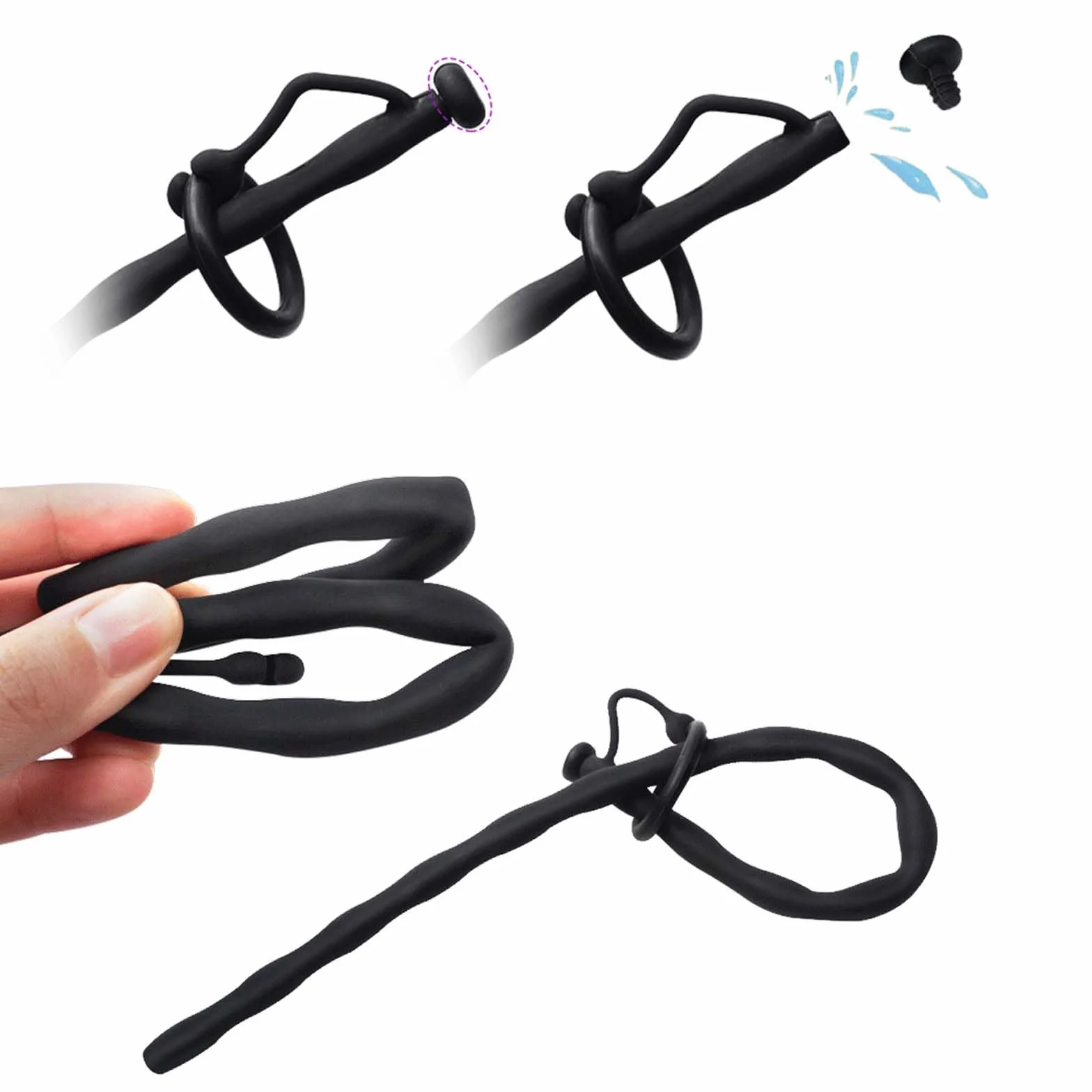 Asta fitness liscia e cava, dilatatore speciale per facilitare la minzione, asta extra lunga e 2 misure di anelli incluse -D38IT (B:6mm)