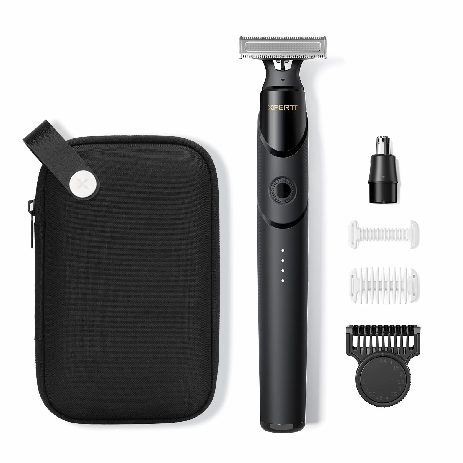 Xpert T Magnetico Rasoio Barba & Corpo All-in-One, Testina Tagliapeli Naso, Pettini Regolabili 12 in 1, Rasoio Elettrico Uomo & Donna per Viso Corpo, Ricaricabile Rapido Tipo-C (Xpert T-Pack)