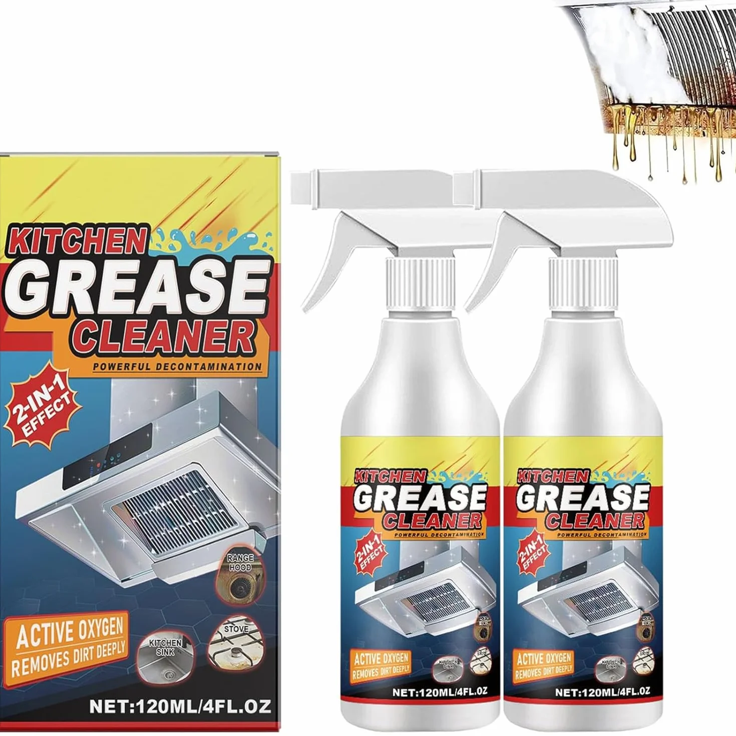 Detergente spray multiuso in schiuma per grassi da cucina e macchie di olio pesanti