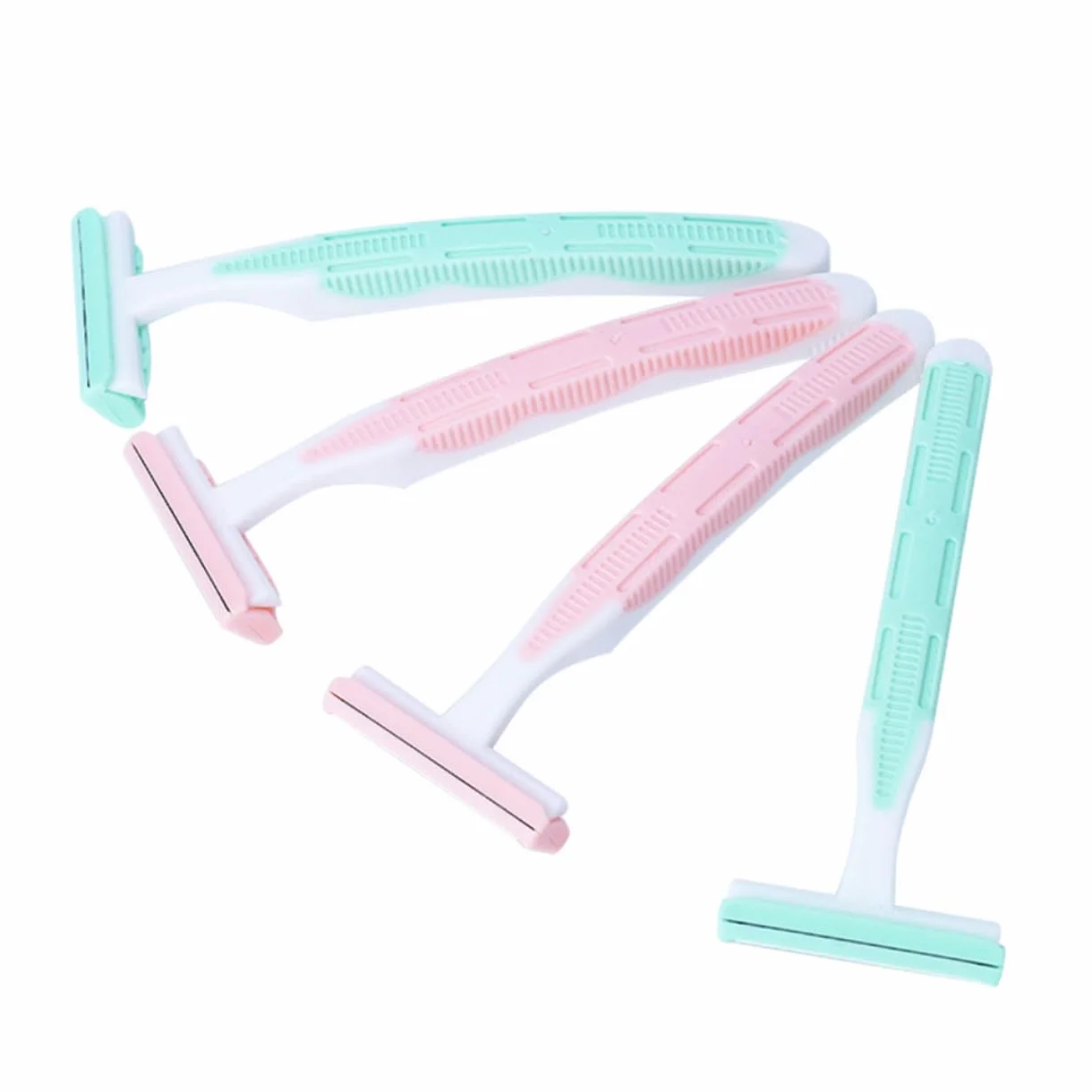 Rasoio Donna 4 Pezzi 2 Lame Manico Antiscivolo Plastica Depilazione Ascelle Gambe