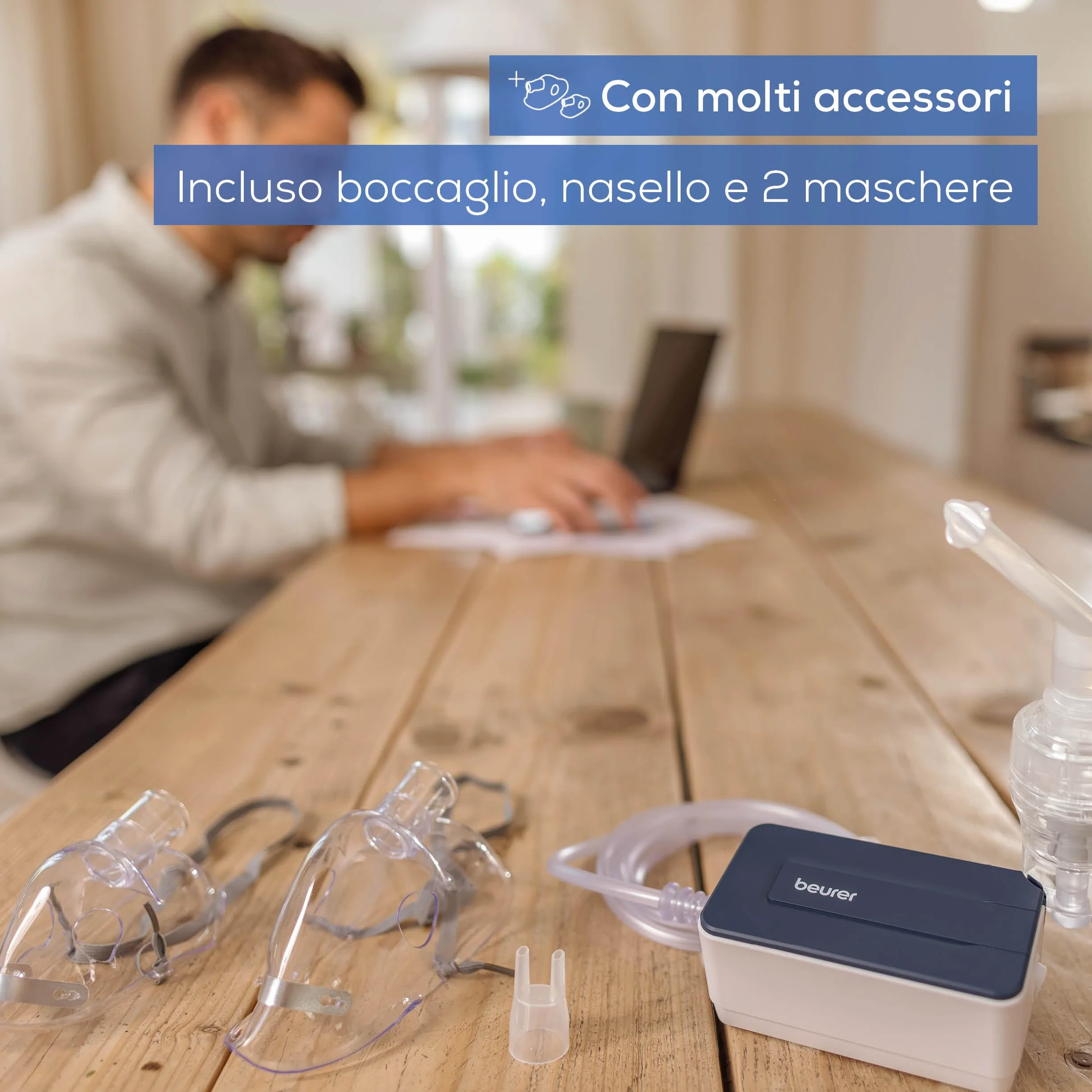 Beurer IH 15 Nebulizzatore Aerosol Compressore Compatto Leggero Uso Quotidiano Facile Veloce Viaggio