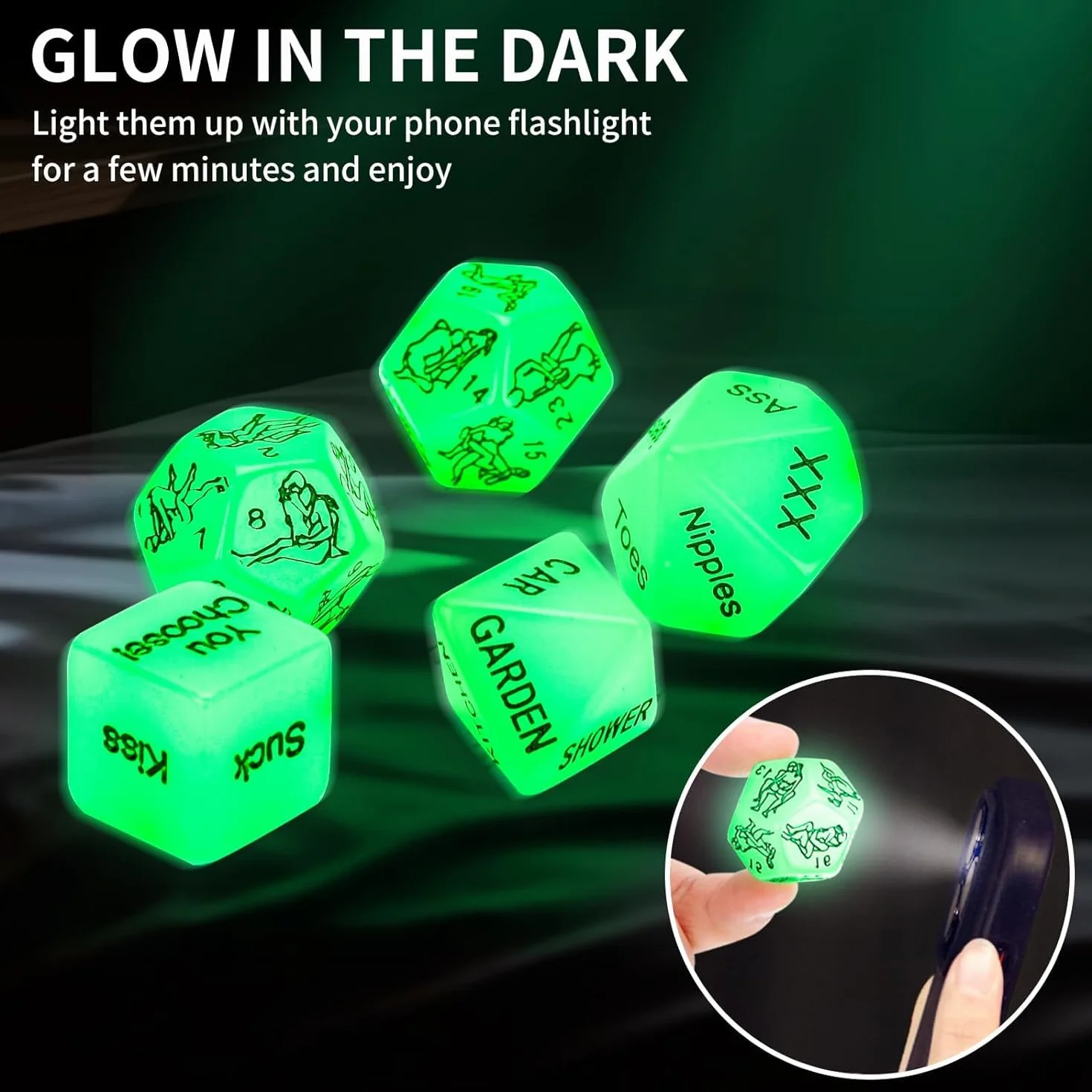 Set Di 5 Dadi Che Si Illuminano Al Buio, Interazione Sexy E Divertente, Attività Familiari, Feste, Fitness In Camera Da Letto Per Coppie, Accessori Regalo A Sorpresa Per Varie Festività