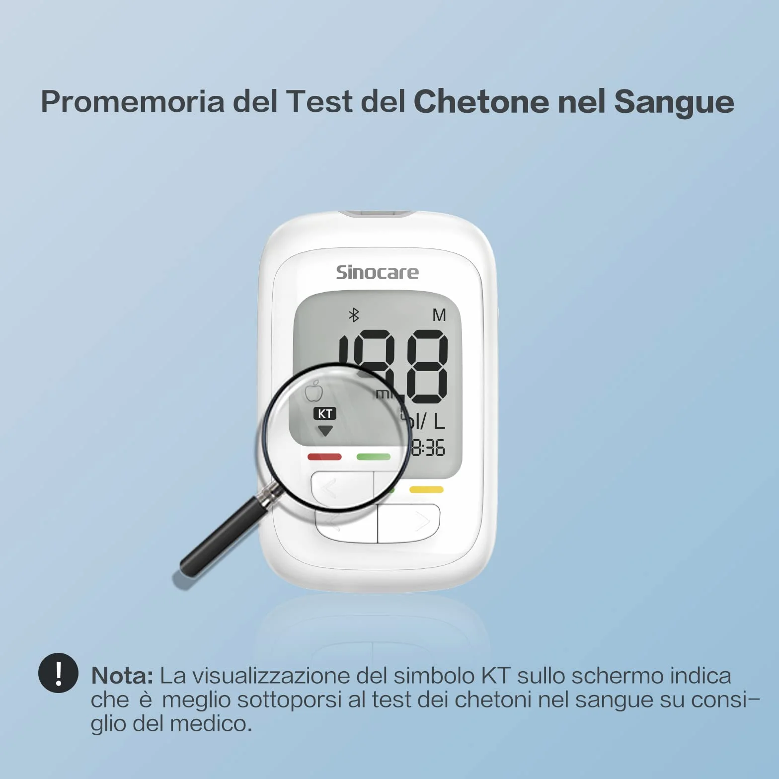 Sinocare Misuratore Glicemia, Glucometro con 100 Strisce e 100 Lancette, Elettrodo d'argento