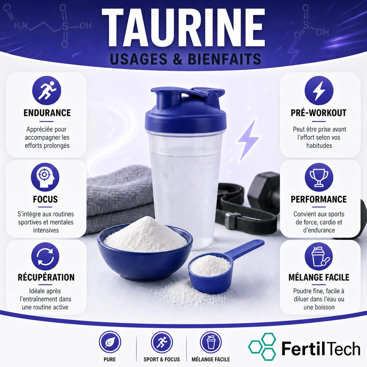 Taurina in Polvere 1,2 kg - Purezza ≥ 99,8% - Integratore alimentare Vegano