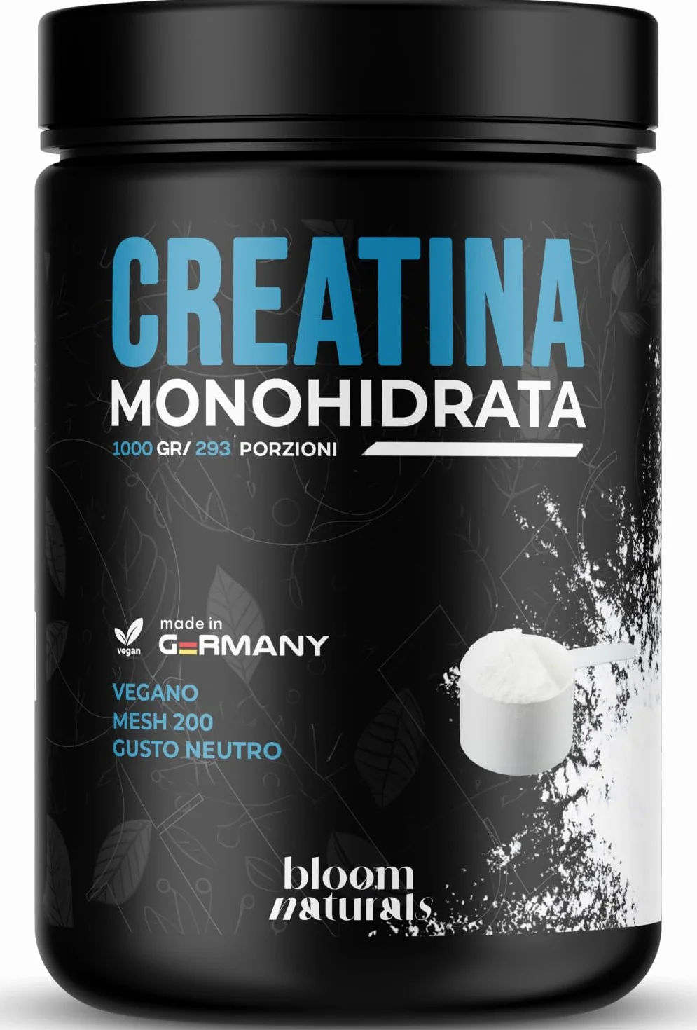 Creatina Monoidrata in Polvere 1000g – 293 Porzioni – Gusto Neutro, Mesh 200 – Vegana, Prodotta in Germania - Creatina Monoidrato Polvere - Creatine Monohydrate Pure - Testato in Laboratorio