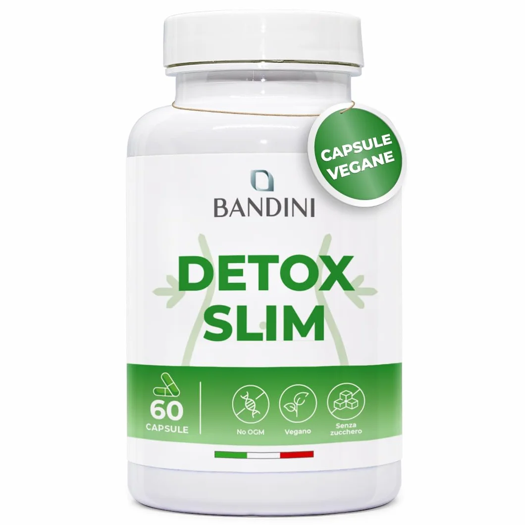 Bandini DETOX SLIM 60 Capsule Vegan Drenante Antiossidante Depurativo Detossificante Fegato Intestino Estratti Vegetali Bromelina Tarassaco Pilosella Betulla