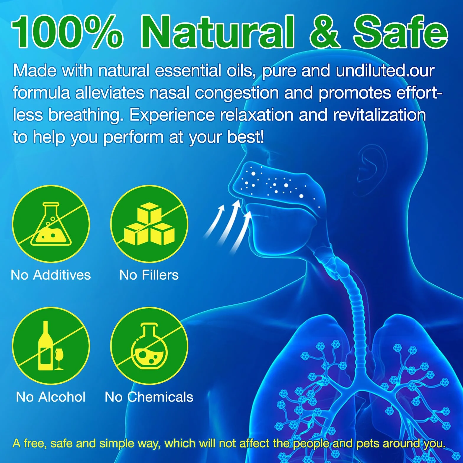 Nasal Stick 4 Pack, Inalatore Nasale, Rapido Sollievo dal Naso Chiuso, Migliora la Respirazione e Aumenta la Concentrazione, Realizzato con Oli Essenziali e Mentolo