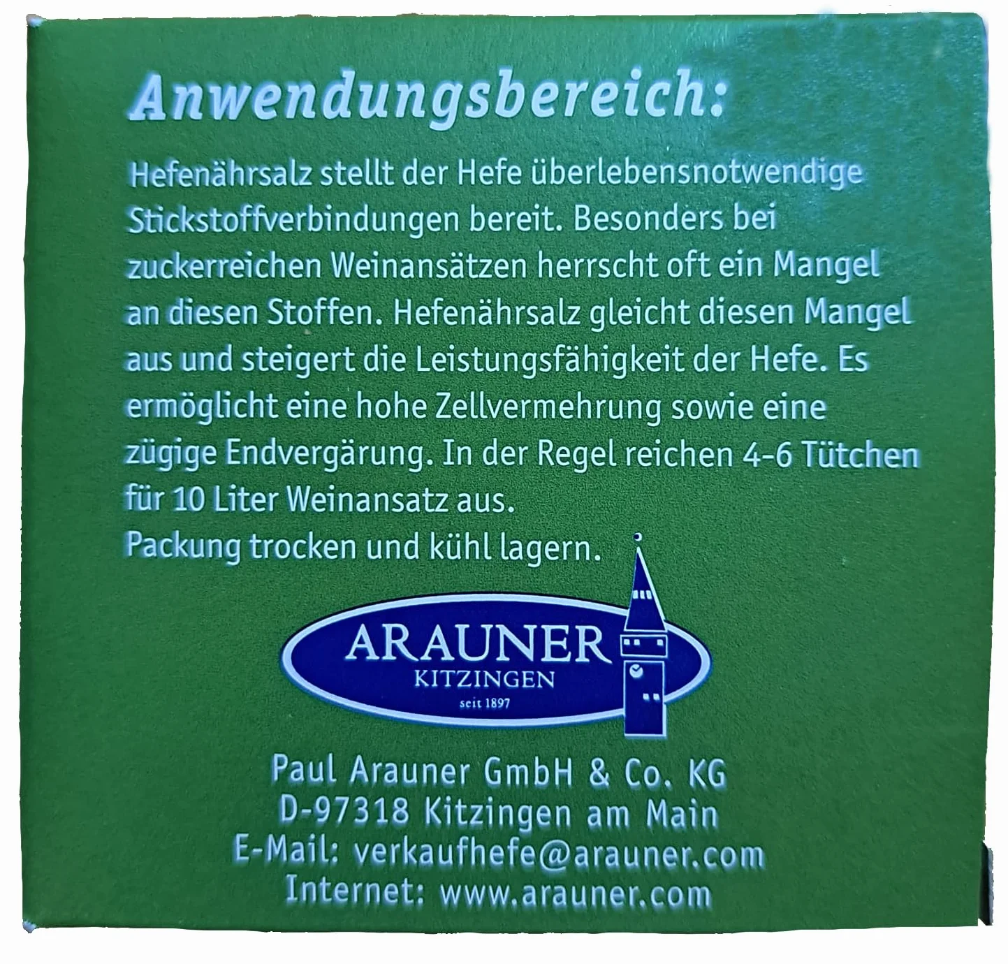 ARAUNER Nutrimento per Lievito 10x1g - per Vino, Birra, Sidro
