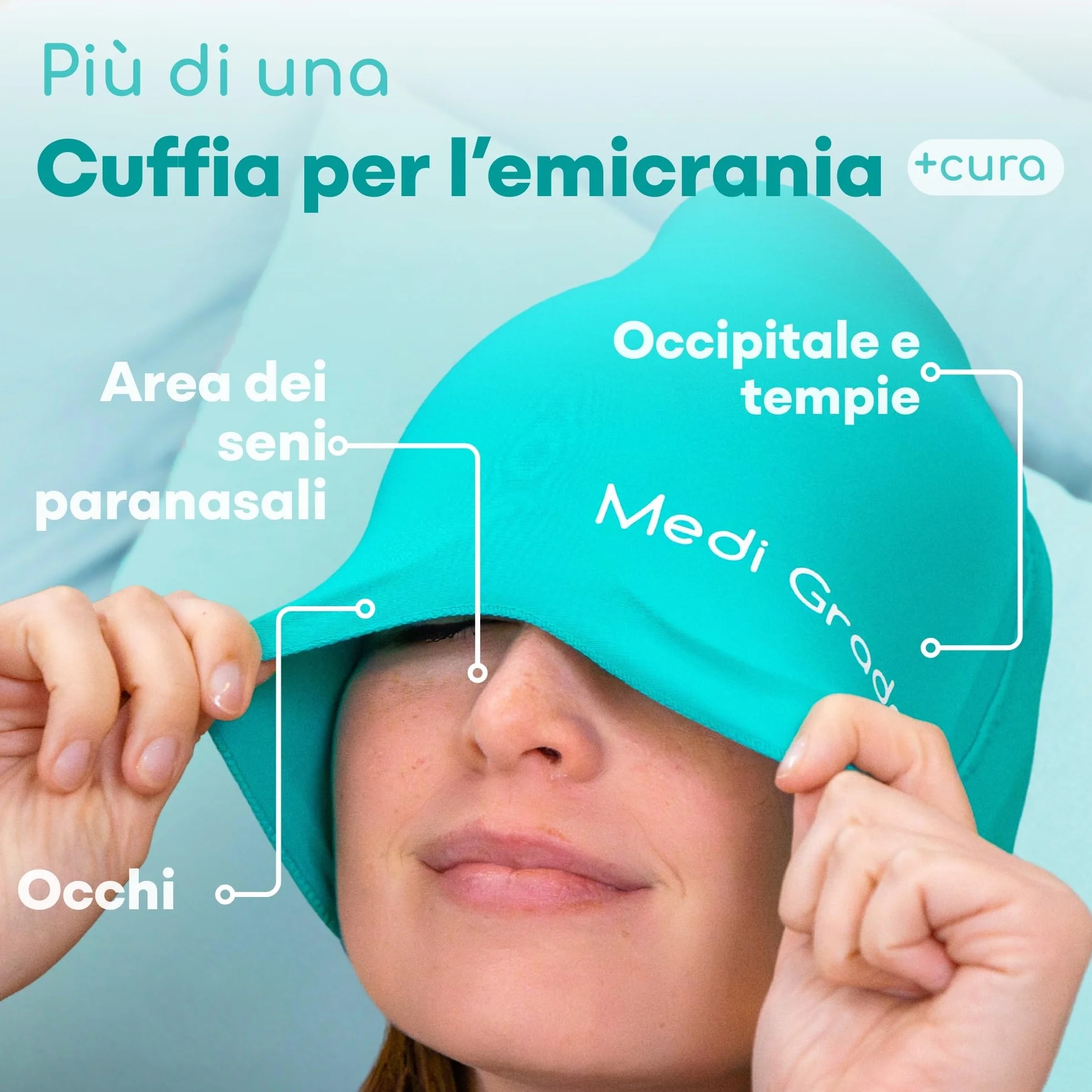 Medi Grade Cuffia in Gel per Emicrania Cappello Rinfrescante Terapia del Freddo Maschera Mal di Testa