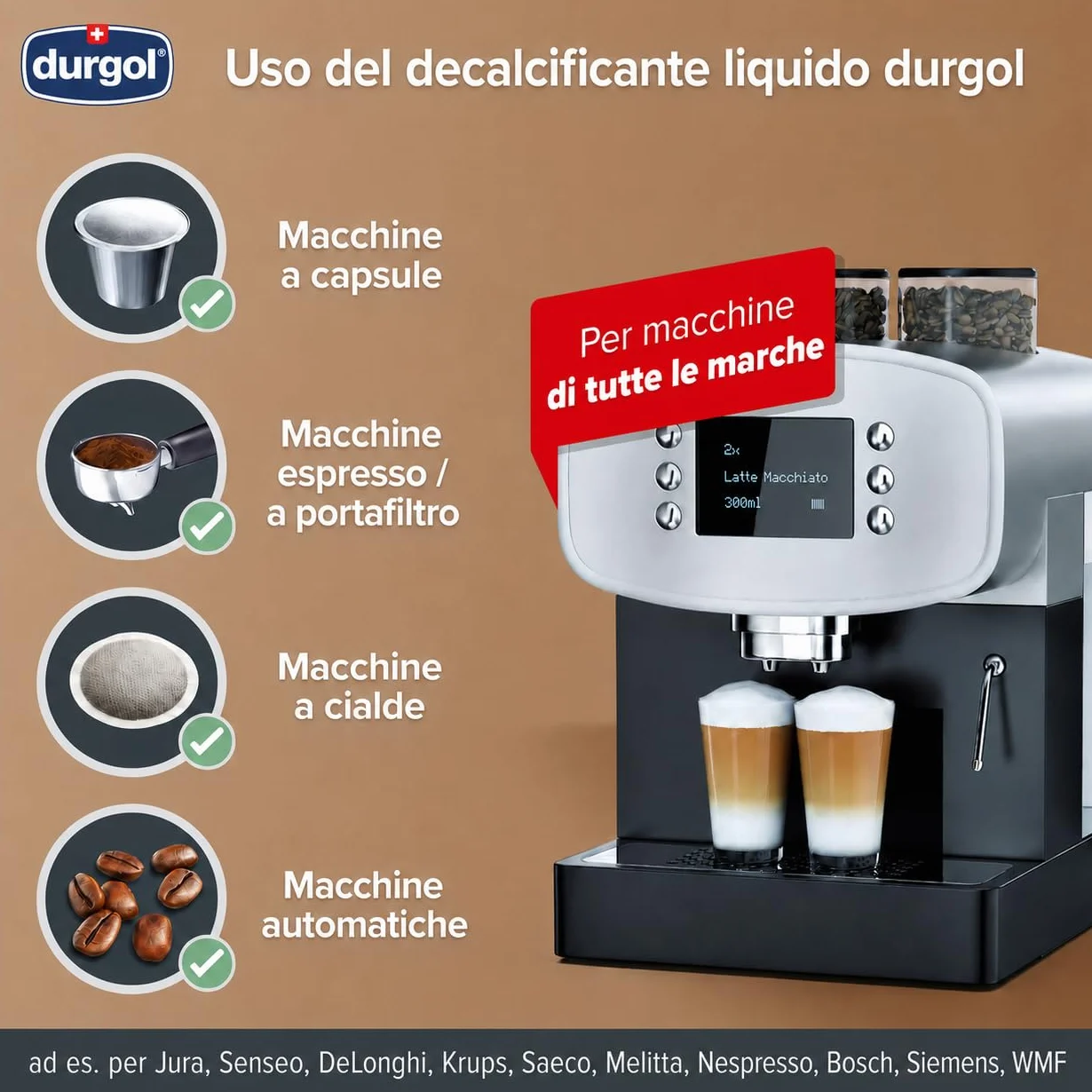 durgol swiss espresso - Decalcificante Professionale - Per tutte le marche di caffettiere - Pulizia facile: senza attesa e senza residui! - 2 flaconi da 125 ml