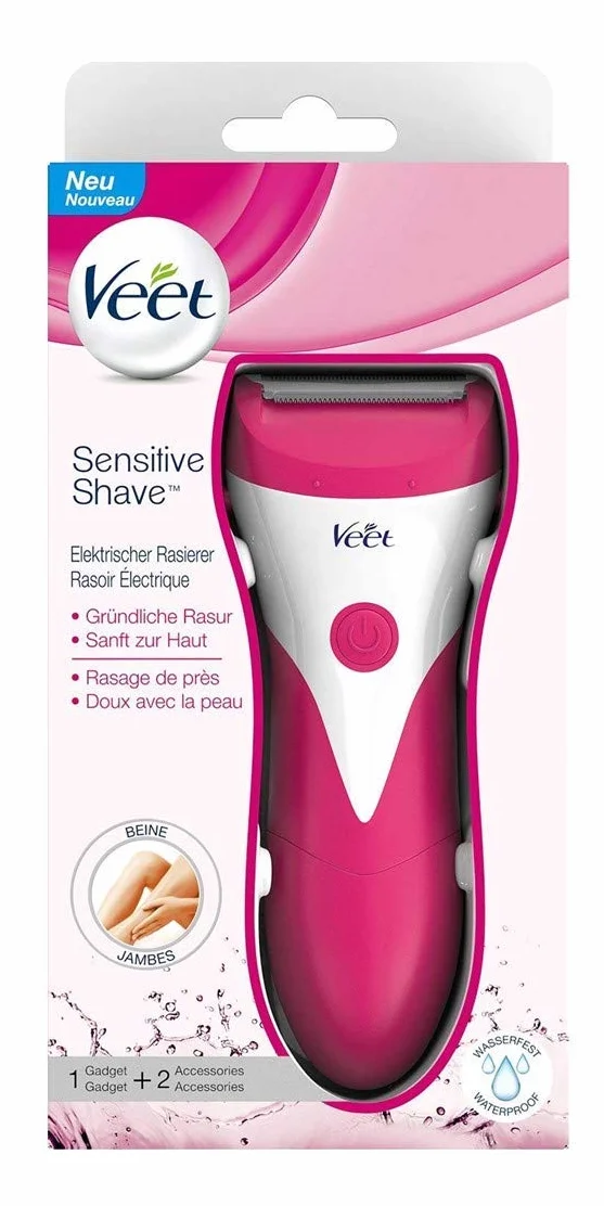 Veet Sensitive Shave - Rasoio elettrico da donna - per una rasatura sicura e senza taglio - 1 rasoio elettrico con accessori