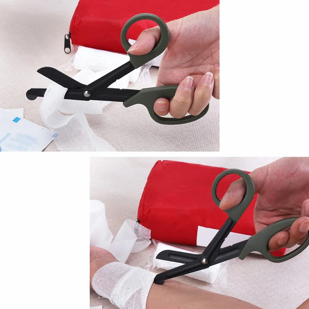 Forbici Mediche in Acciaio Inossidabile EMT per Kit Pronto Soccorso da Viaggio (Verde Scuro)