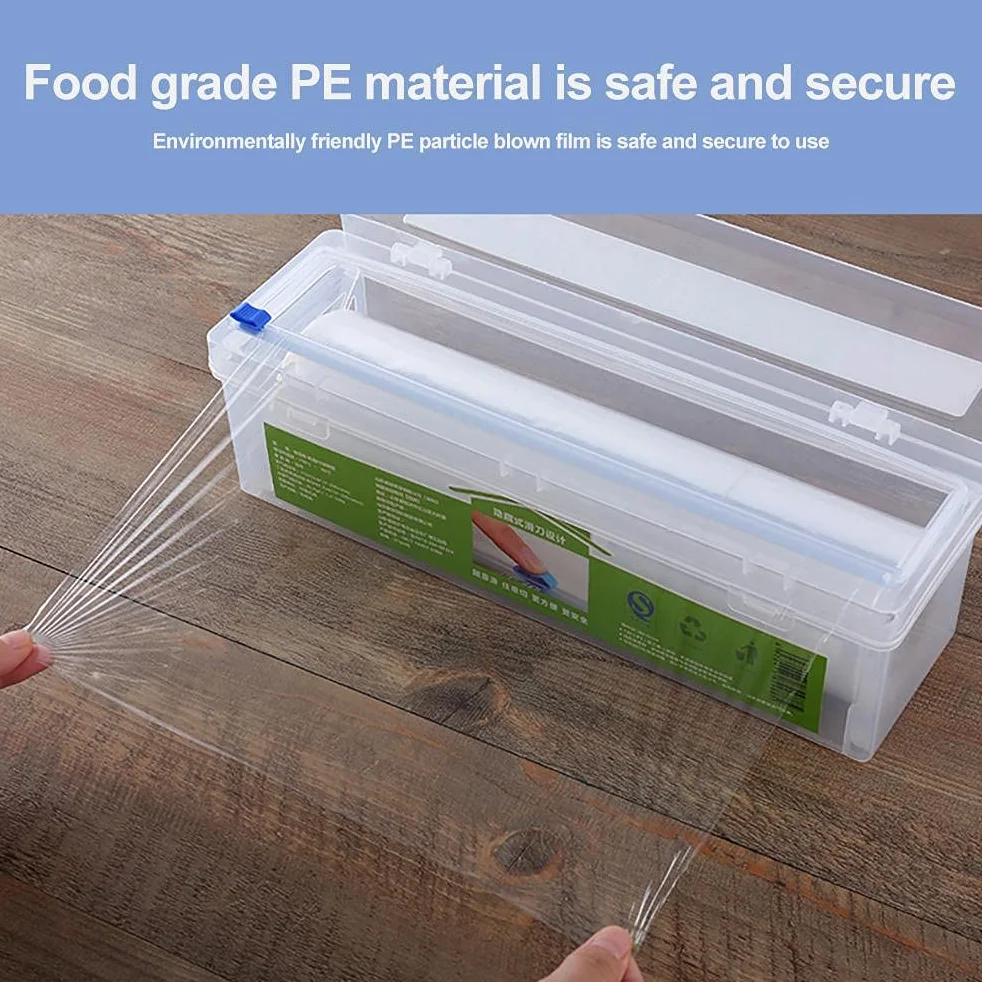 Dispenser per Pellicola Trasparente, Dispenser per Involucro di plastica Ricaricabile con taglierina per Diapositive Avvolgimento per Alimenti Scatola per Alimenti Trasparente Gadget da