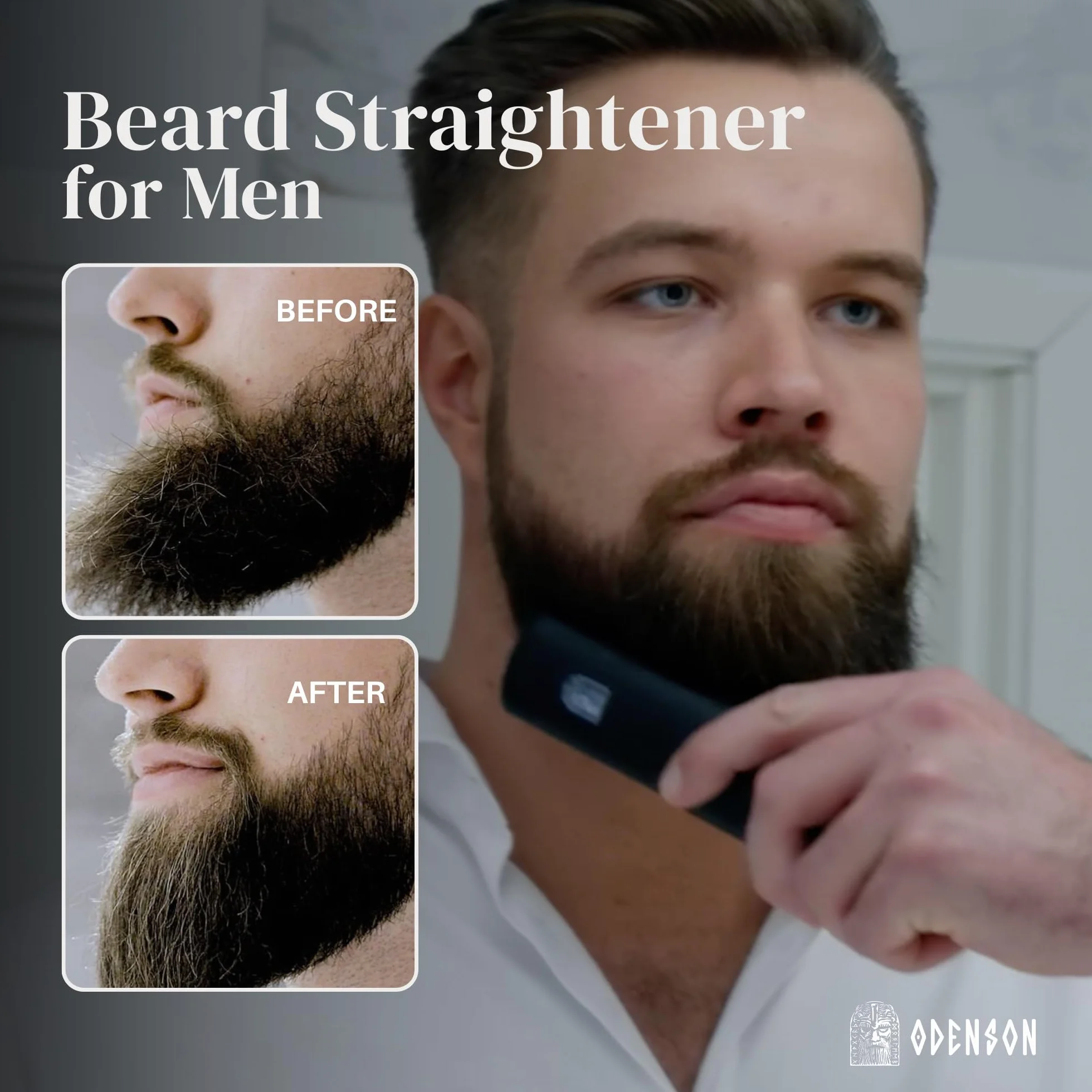 Odenson Beard Forger - Spazzola e piastra riscaldata a batteria per barba e capelli