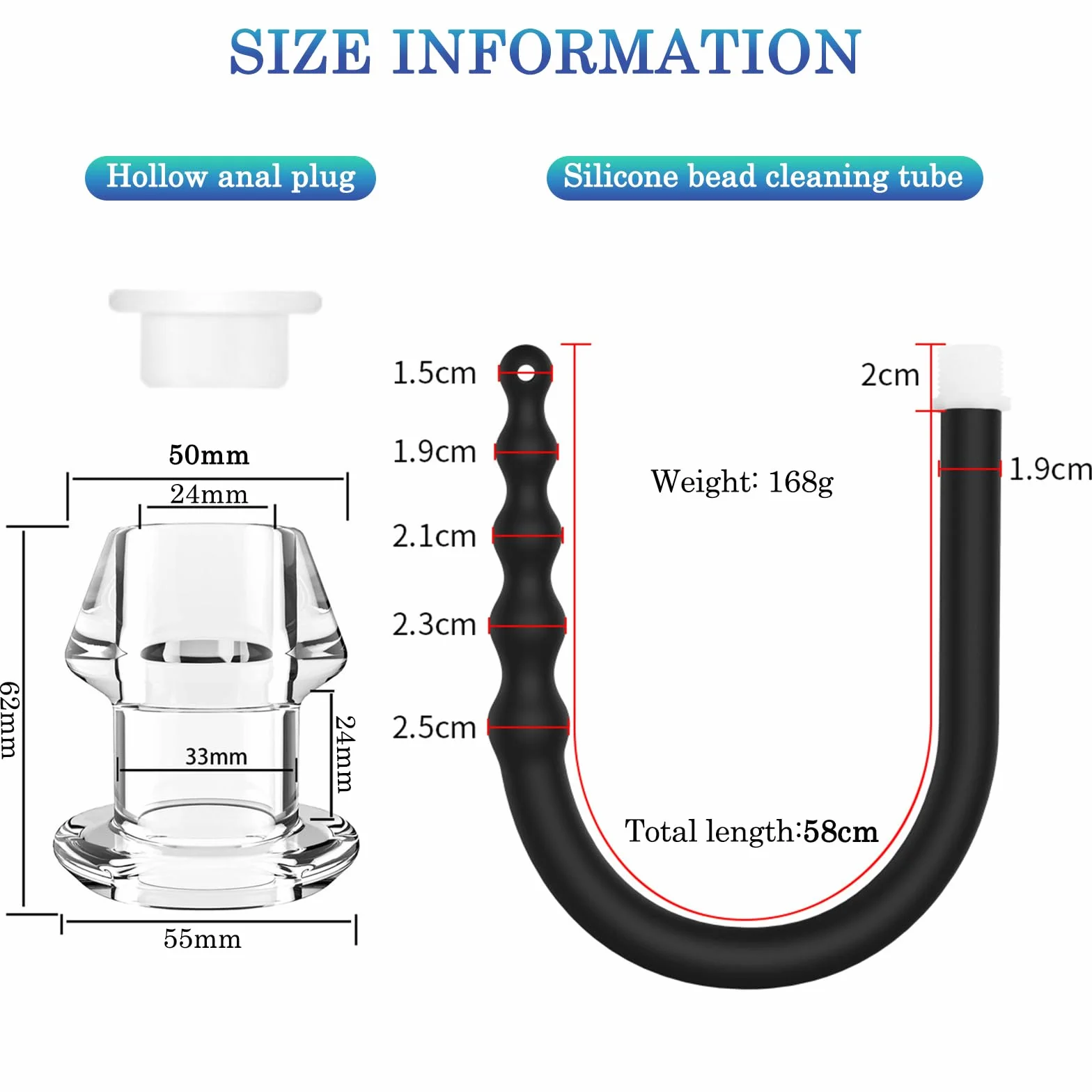 BDSMJOY tubo flessibile per doccia con Plug anale cavo trasparente, Doccia Clistere in Silicone, clistere per Anale Vaginale Colonic, Plug Anale Sex toys Donne Uomo