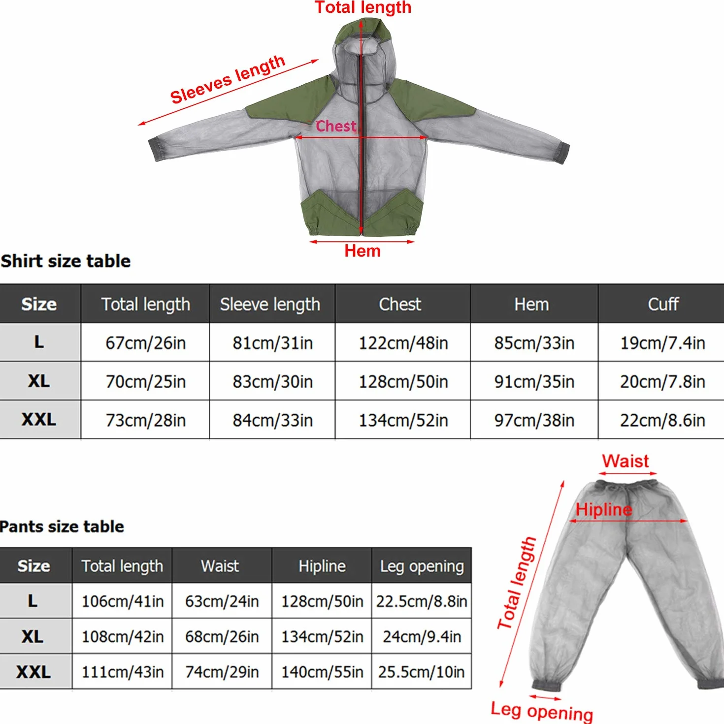 Lixada Abito Repellente Zanzare con Cappuccio in Mesh Mosquito Suit Giacca Bug per Pesca Caccia Campeggio L/XL/XXL