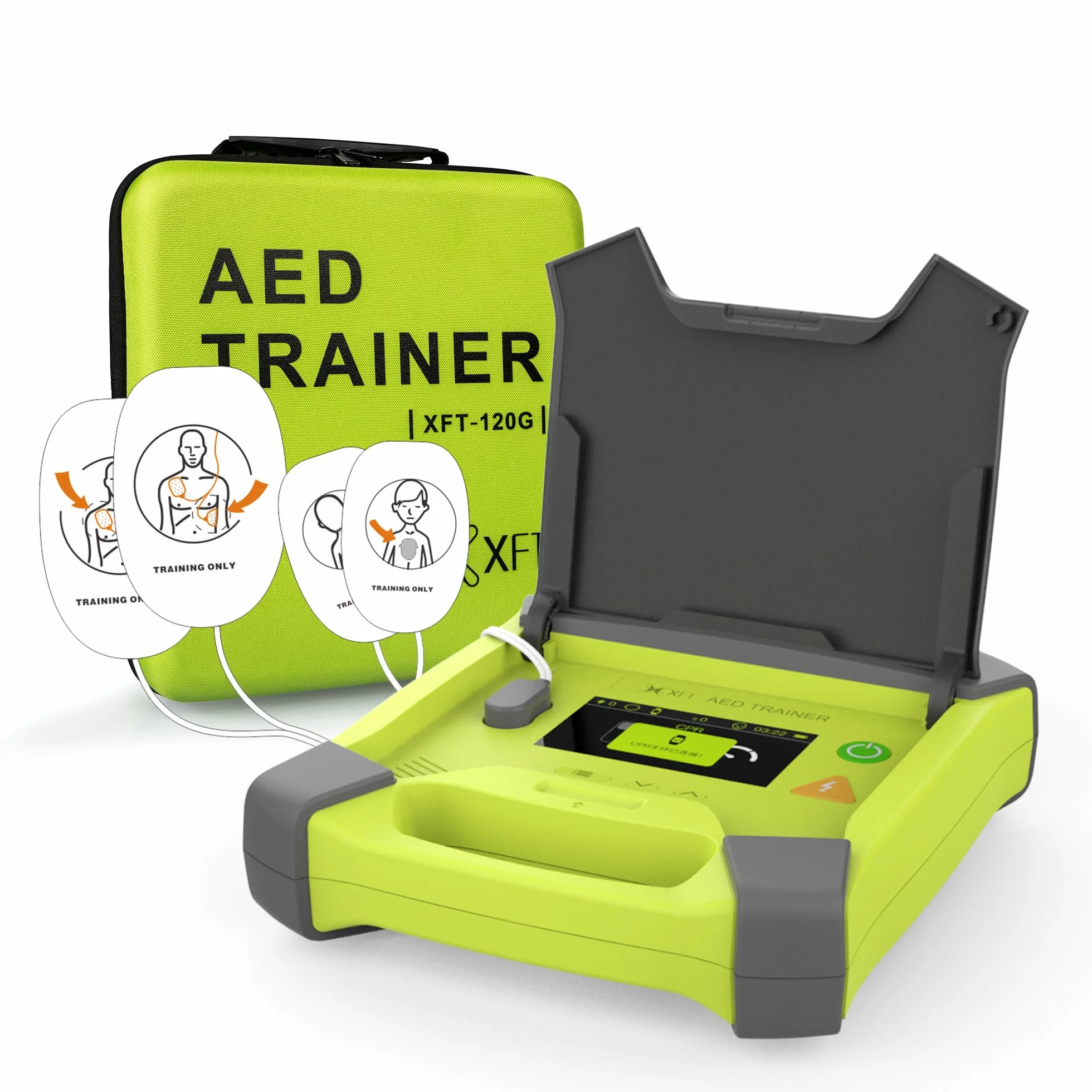 DEA Defibrillatore Simulatore XFT 120G con schermo CPR, 10 scenari, istruzioni vocali, telecomando