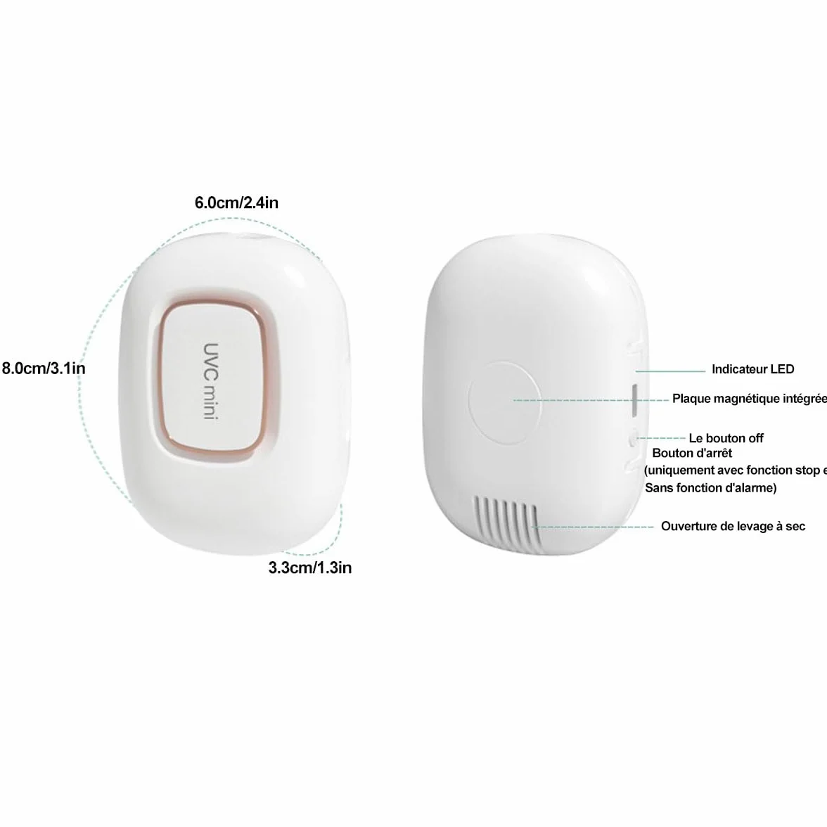 JOYWOOD Intelligente Induzione UV-C Spazzolino Da Denti Portatile Disinfettatore UV, Ricarica USB, Asciugatura + Parete Magnetica Adsorbzione + LED, Adatto a Tutti gli Spazzolini Da Denti（bianco）