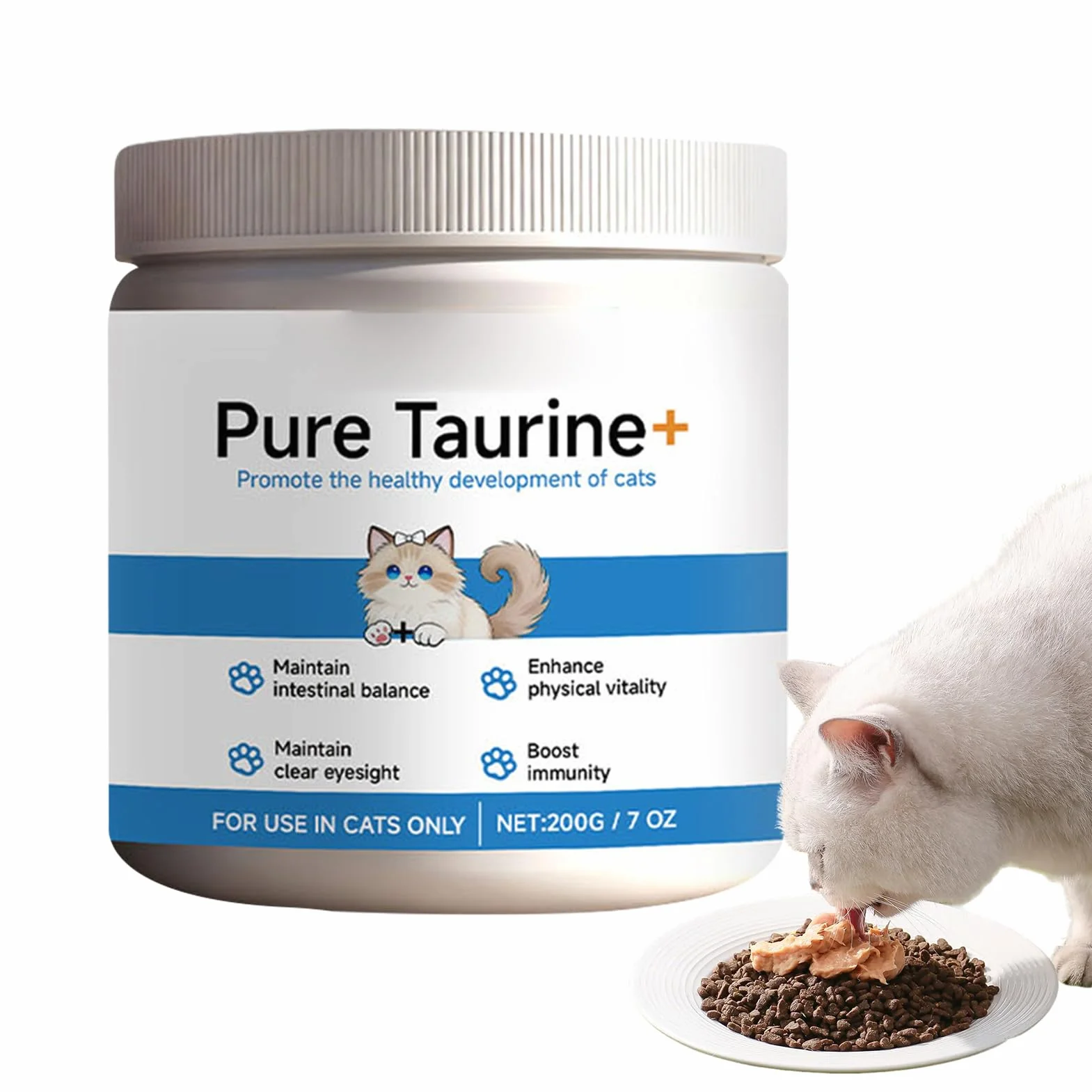 Integratore Per Gatti Con Taurina, Taurina Integratore Polvere, 200ml Taurine Gatto Puro Felino, Integratori Per Animali Domestici, Integratori Alimentari Quotidiani Gatti, Alimenti Umidi O Secchi