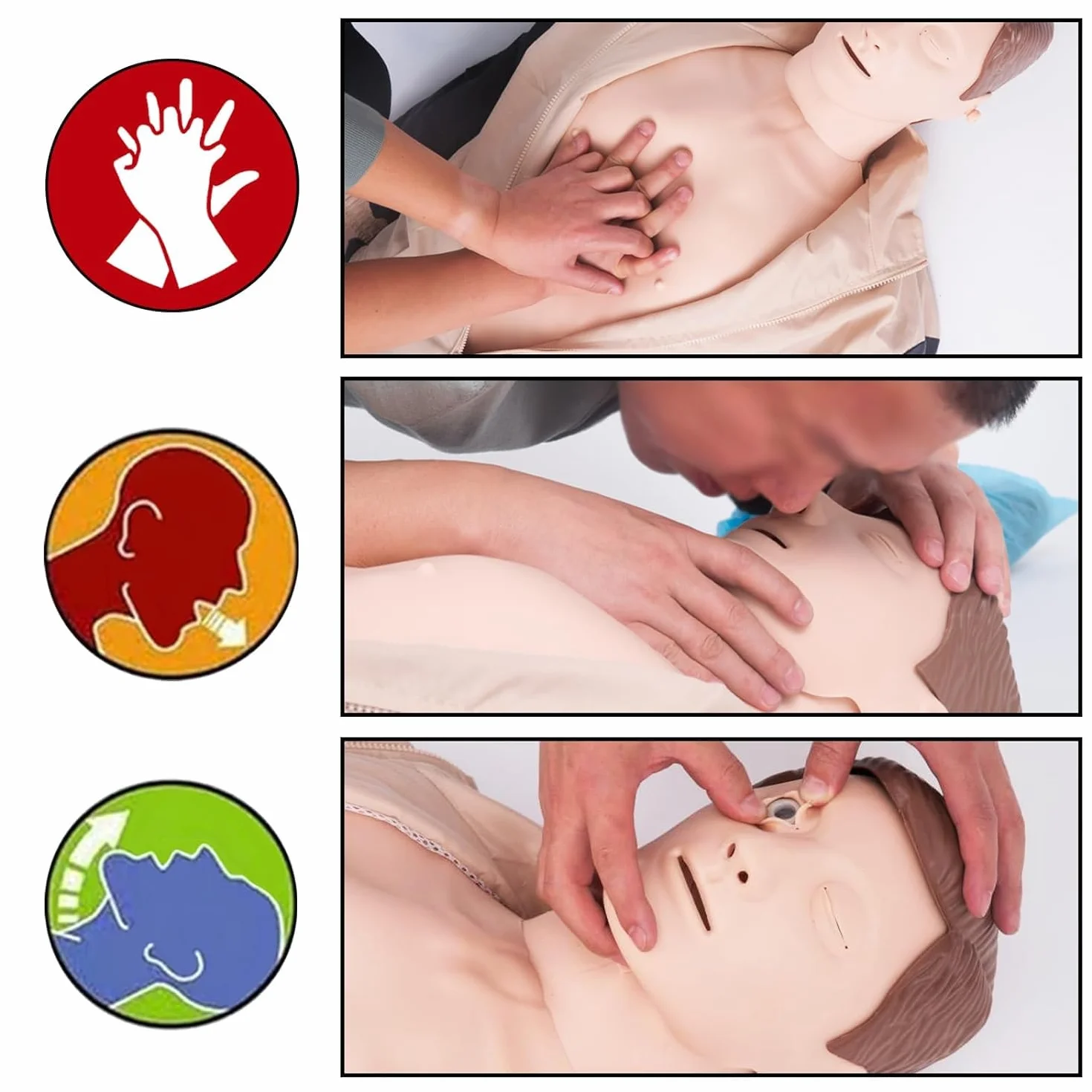 Manichino Primo Soccorso RCP per Rianimazione con Pelle del Viso Sostituibile 4 Sacche Polmonari