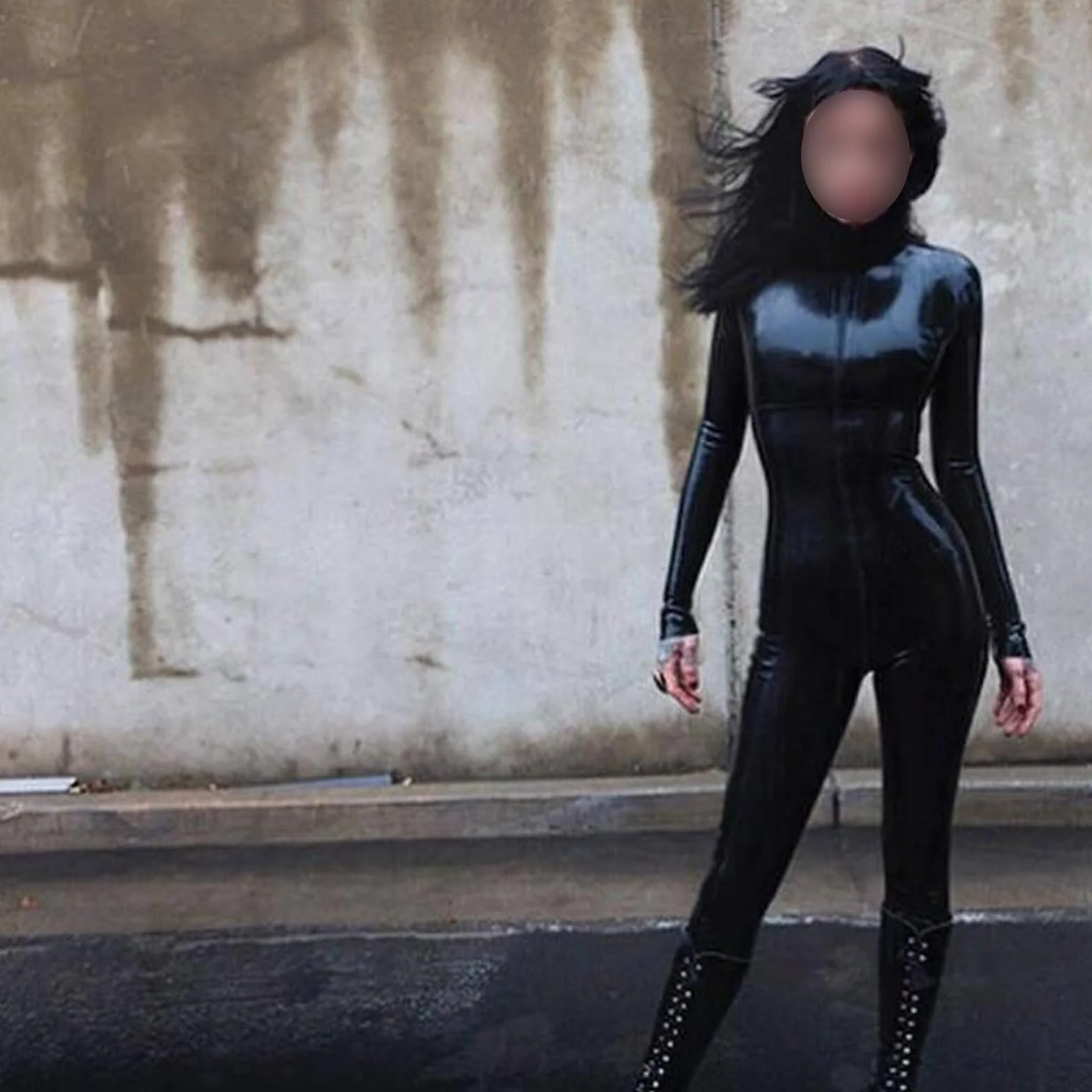 Catsuit lattice con cerniera frontale nero 0,4 mm personalizzabile