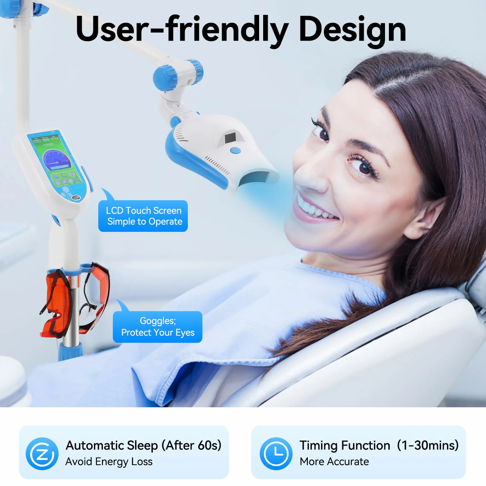 Lampada dentale a LED sbiancante, Teeth Whitening Device con ruote