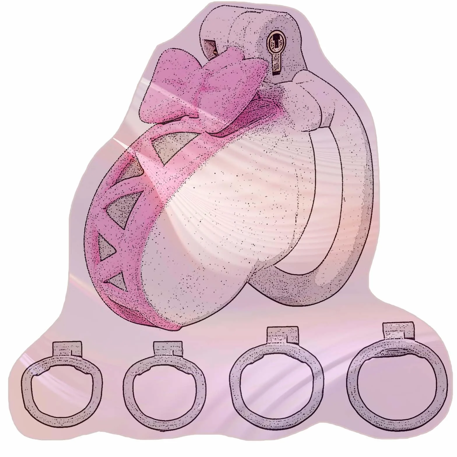 Gabbia per allenamento fitness cava maschile con anelli di 4 misure, blocchi di colore rosa e bianco, set invisibile leggero e traspirante -A84IT