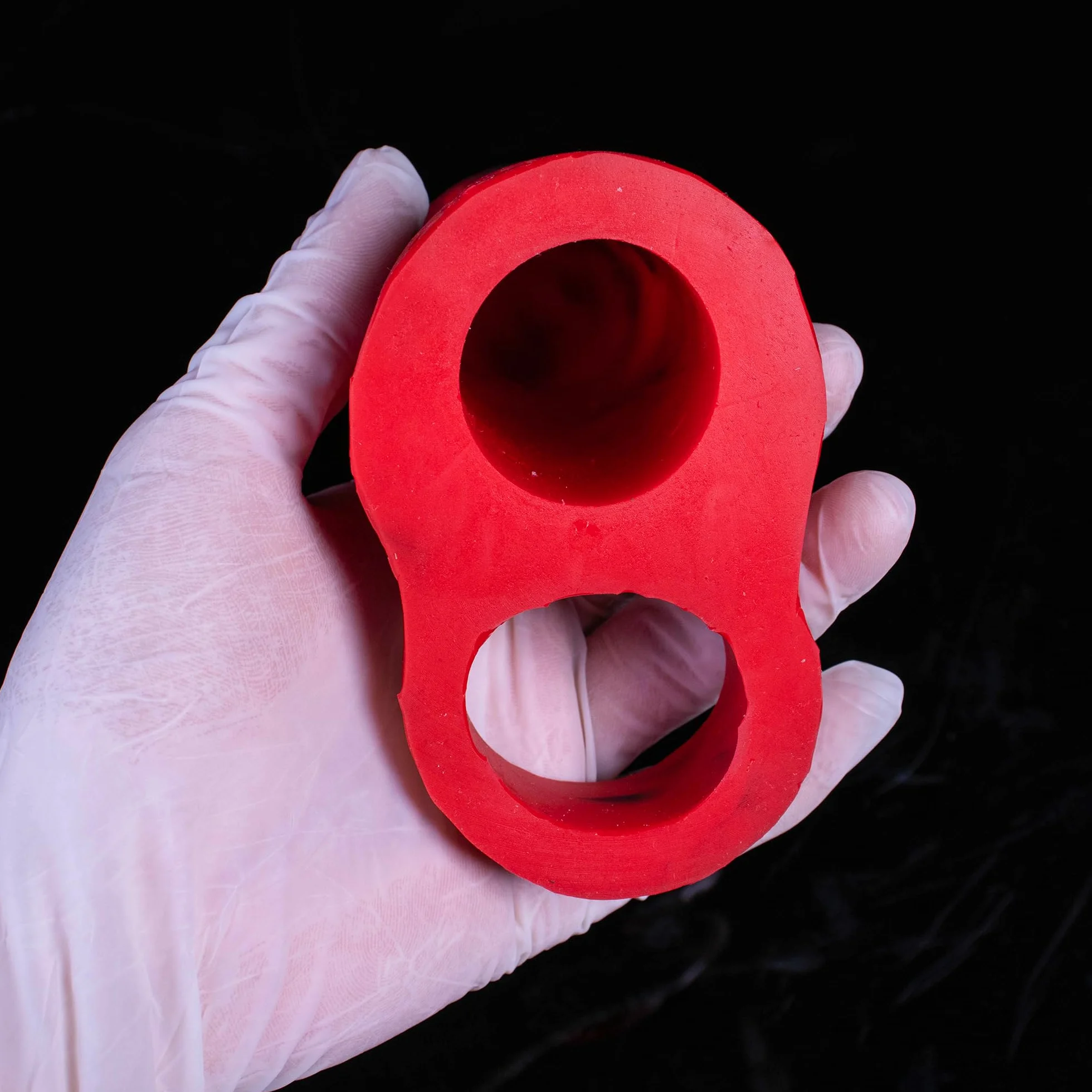 Guaina di estensione in silicone a forma di cavallo per pene maschile con fibbia estensibile per aumentare la lunghezza e la circonferenza (rosso)