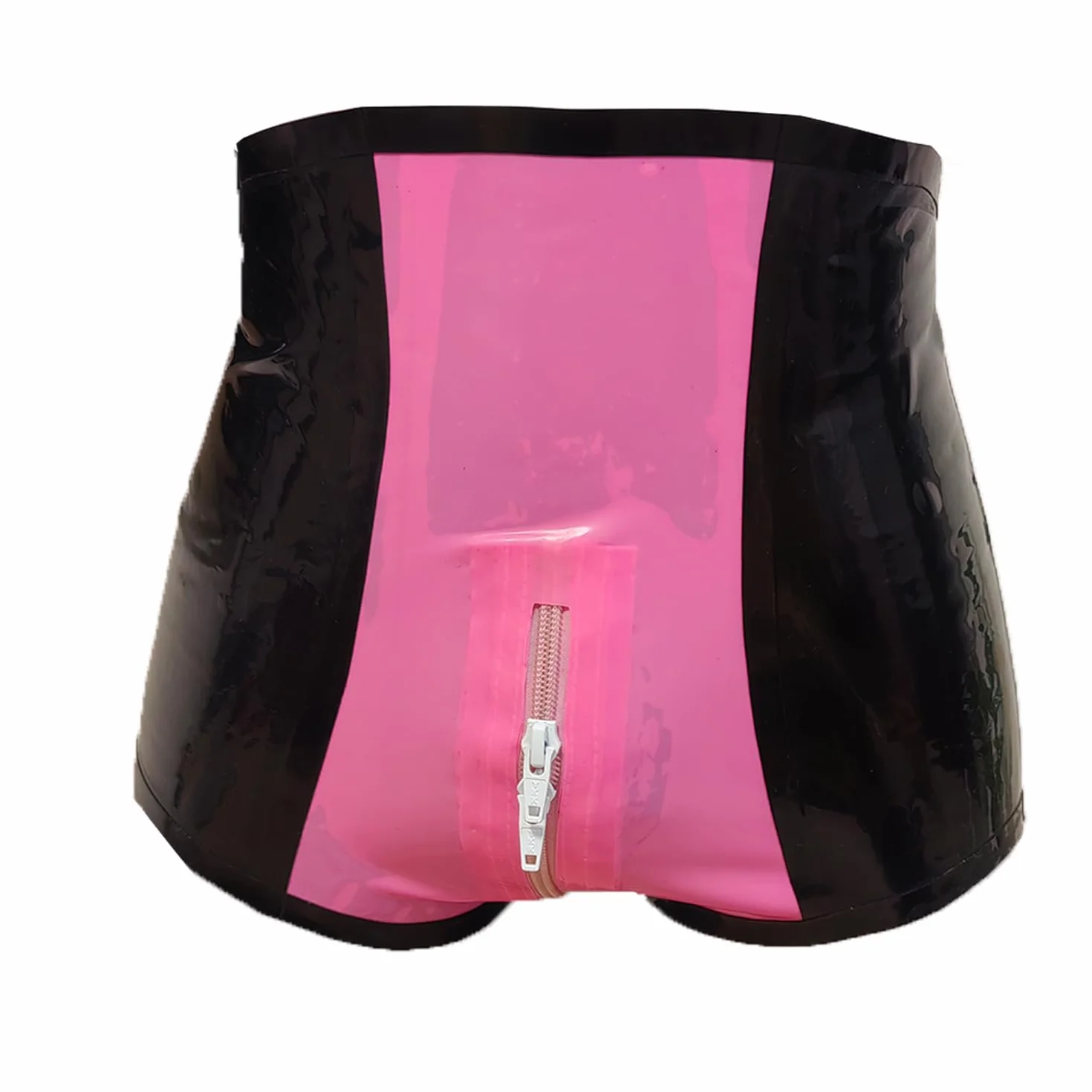 Pantaloncini in Lattice Nero e Rosa Donna, Slip Gomma Naturale con Cerniera Doppio Cursore per Costumi Cosplay