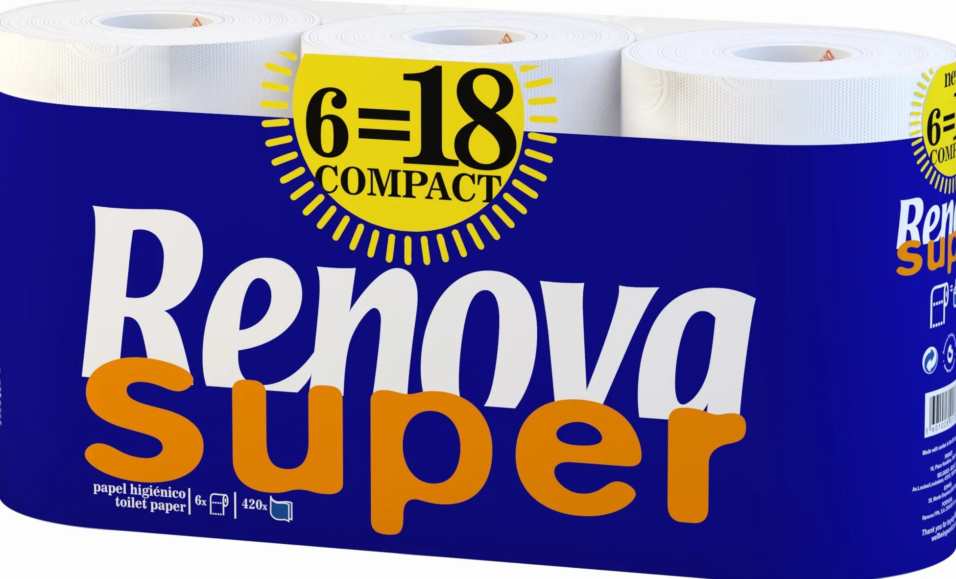 Renova Carta Igienica Super Compatta 6 rotoli Bianco 48.8 m