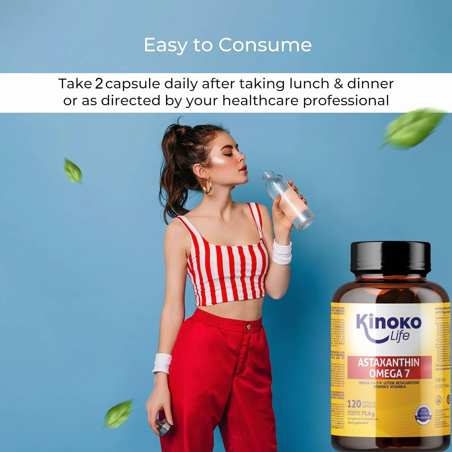 Astaxantina e Omega 7 dall'olio di olivello spinoso - 120 capsule con Omega 3, 6, 7, 9, luteina, betacarotene, vitamine E e A