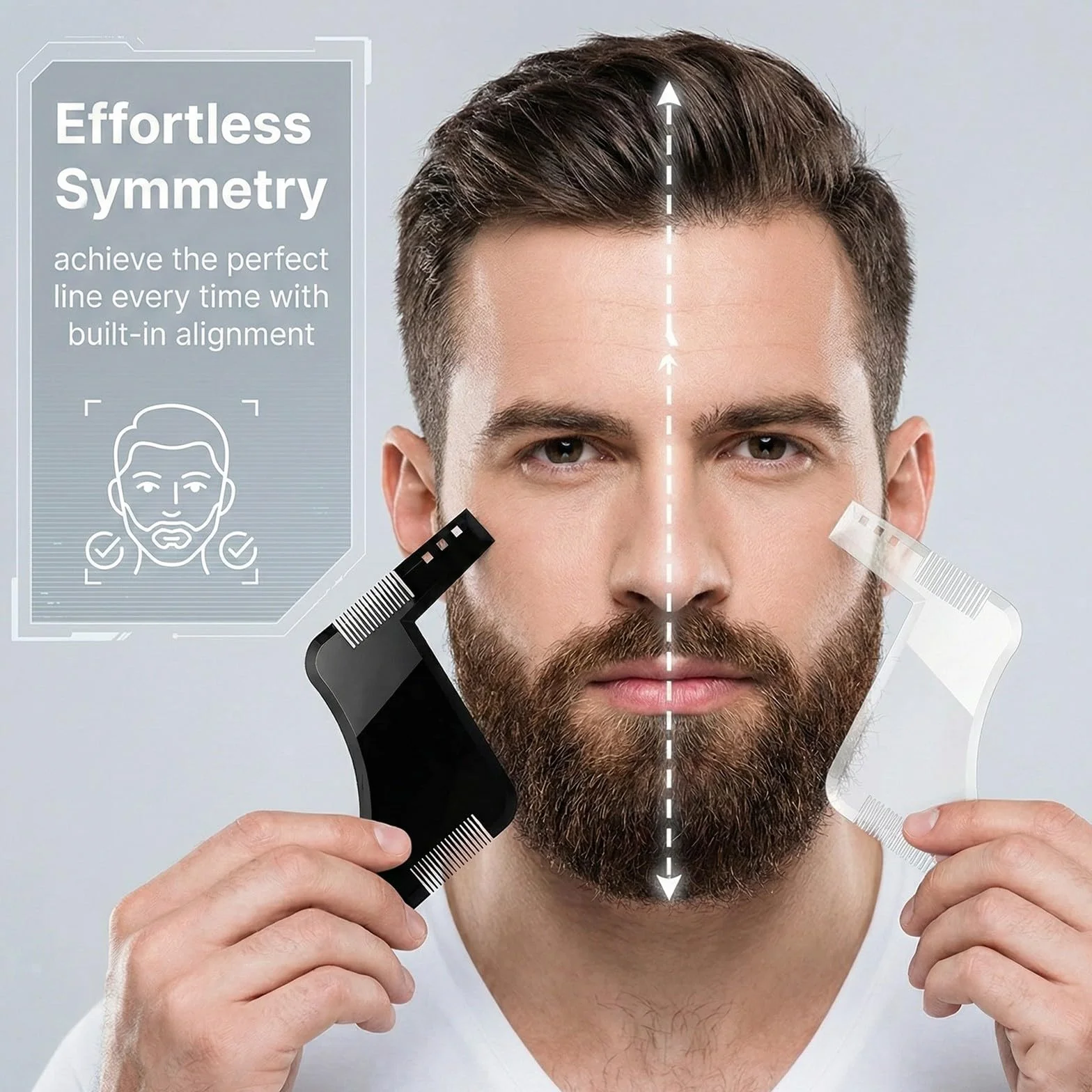Pettine Barba Uomo Set di 2 Spazzole per Modellare e Scolpire Barbe