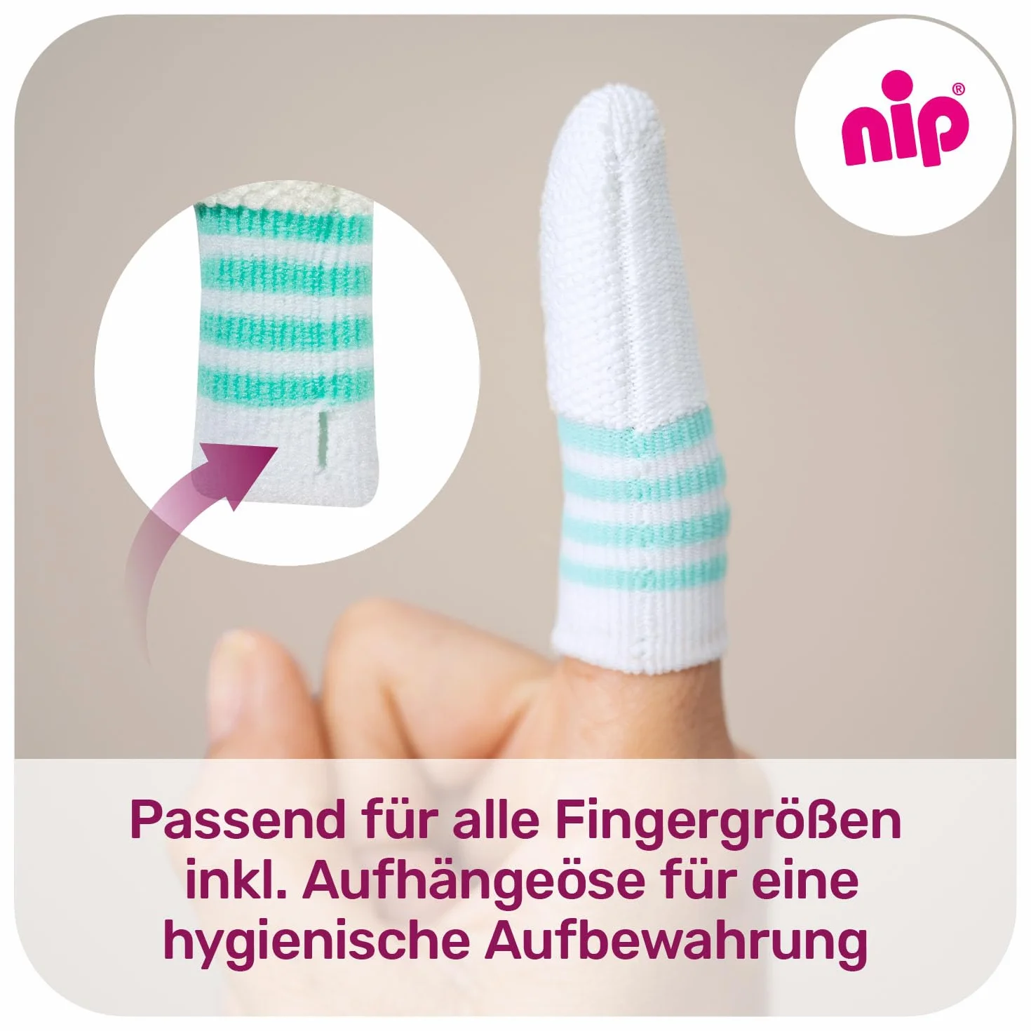 nip - Dita per la cura orale | a partire da 0 mesi | Confezione da 2 pezzi | Spazzolino da denti delicato e morbido per la pulizia e il massaggio di gengive, lingua e primi denti | antibatterico