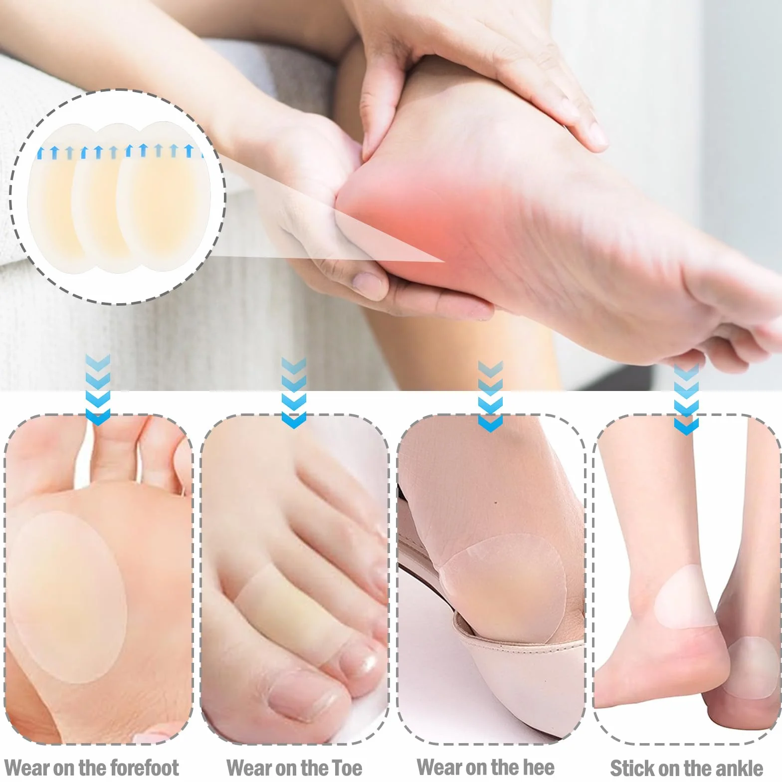 Cerotti per Vesciche Piedi, 24 Pezzi Cerotti Vesciche Talloni, Anti Vesciche per Scarpe Gel, Invisibilità Anti Vesciche Piedi, Adatto per Prevenzione Delle Vesciche del Piede Anti-Frizione del Tallone