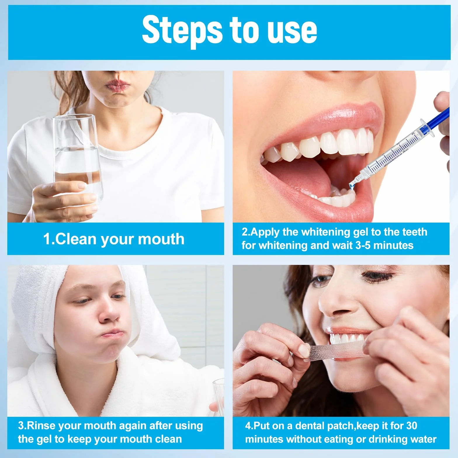 Kit Sbiancante Denti Professionale,7 pezzi Gel Denti sbiancante,Strisce Sbiancanti denti Professionali,Set Sbiancante per denti a Casa,con applicazione semplice e veloce
