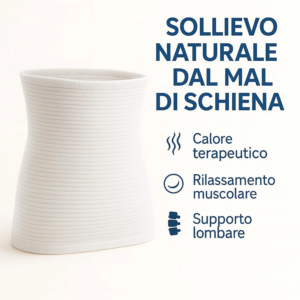 eMMe SQUARE Fascia Lombare Termica in Lana e Cotone, Supporto Schiena e Addome, Traspirante ed Elastica, Made in Italy, per Dolori Lombari e Muscolari, 29 cm di altezza (Bianco, XL)