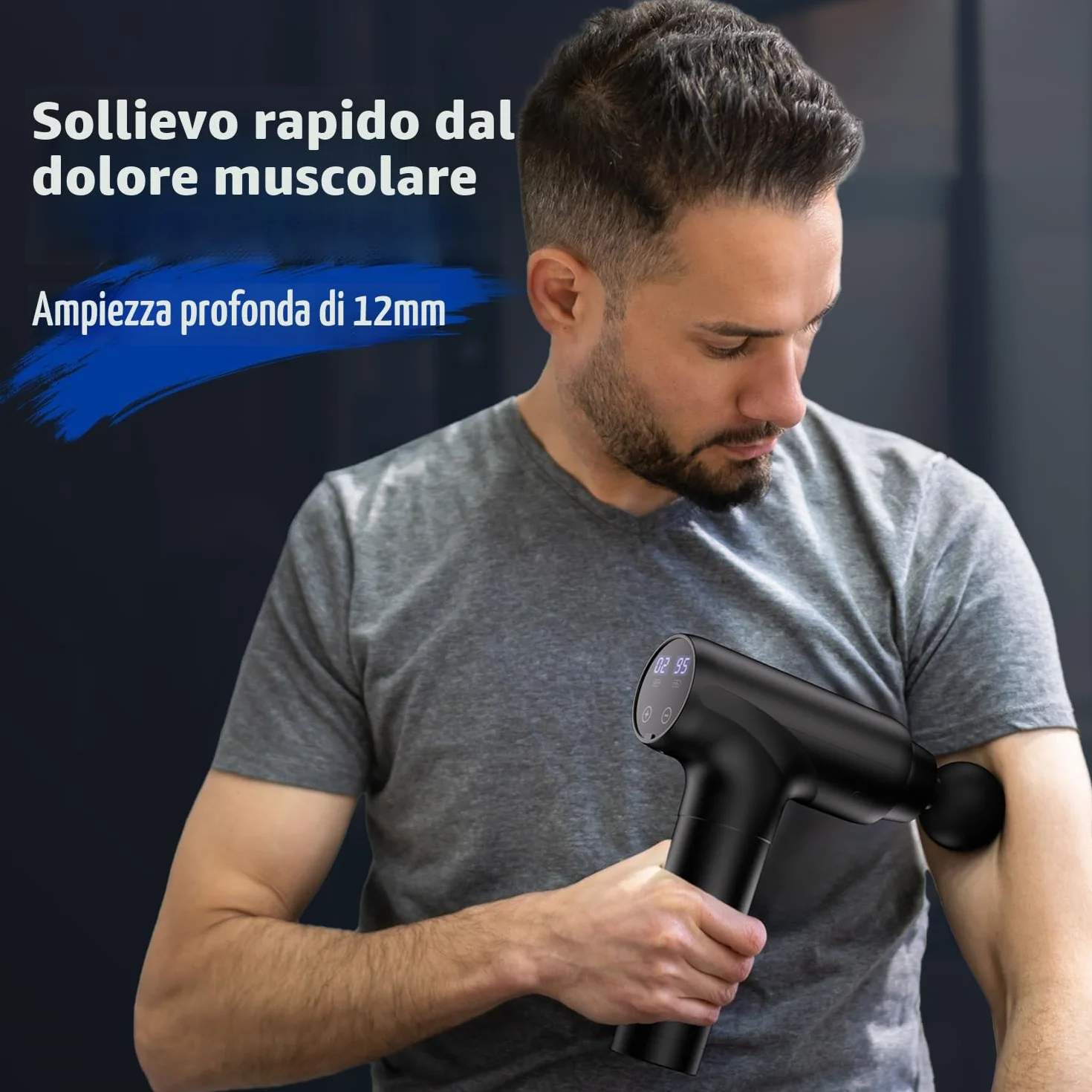 Cotsoco Pistola Massaggio Muscolare con Calore, 20 Velocità e 10 Testine, Massaggiatore a Percussione con Schermo LED Touch, Silenziosa con Borsa da Trasporto