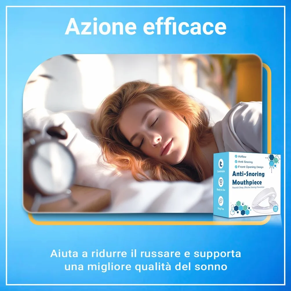 AIOUTGOGO Dispositivo Anti Russamento Bite Aperto 180° Riutilizzabile Blu Opaco