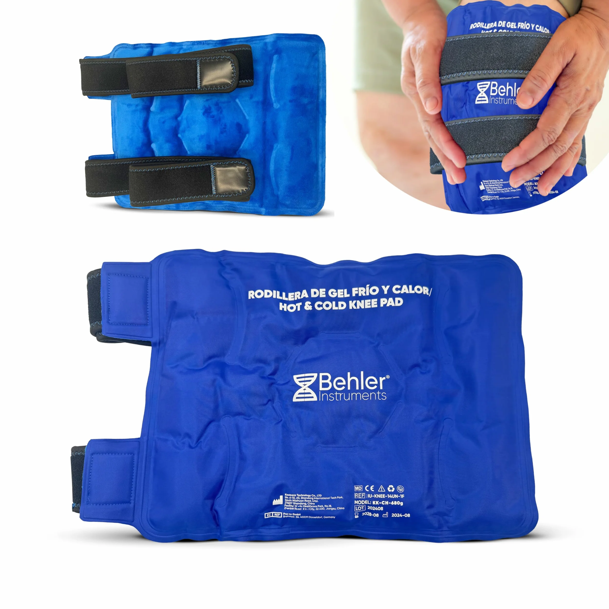 Ghiaccio Gel Riutilizzabile per Ginocchio, Sollievo Dolore Lesioni, Cinghie Regolabili, Microonde Congelatore