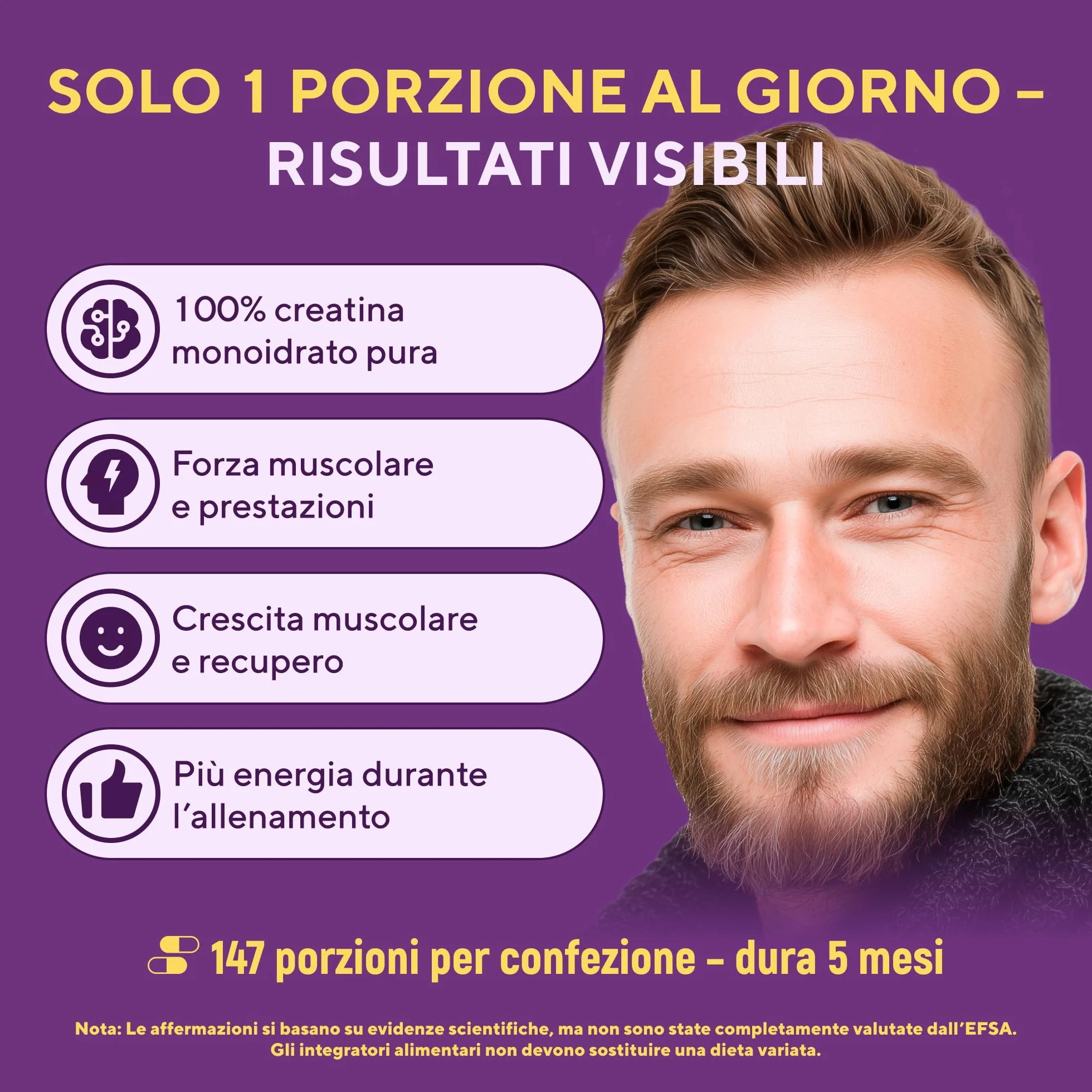 Polvere di Creatina Monoidrata 500 g – 147 Porzioni – 100 % Creatina Monoidrato Pura – Qualità Micronizzata – Vegano, Senza OGM – Integratore Sportivo per Forza, Muscoli & Recupero