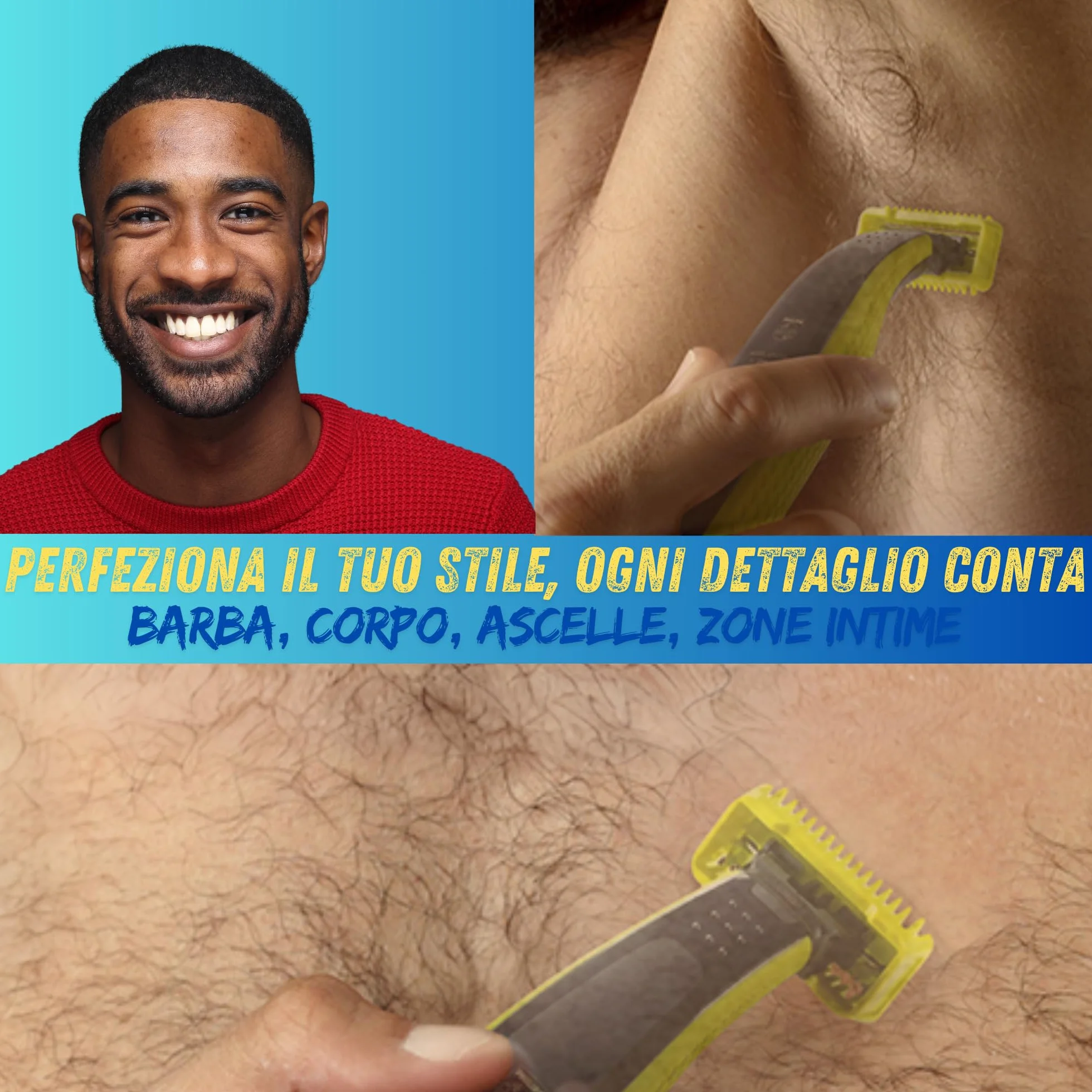 Zoccolo brevettato V2 compatibile con One Blade Visage+Corpo QP2520,QP2530,QP2620,QP2630,QP27xx,QP28xx, con protezione pelle, pettine corpo, spazzola - Euipo Patent : 015048382-0001
