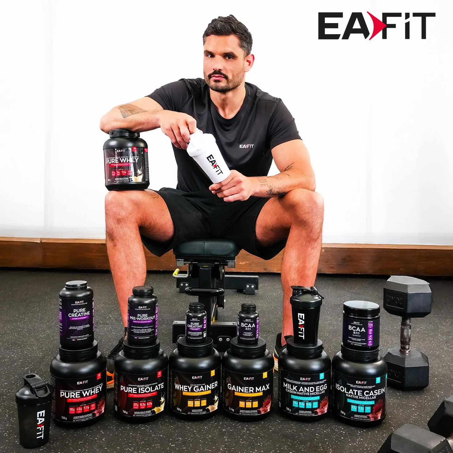 EAFIT Shaker Proteine 400 ml Nero Trasparente – Borraccia Graduata Senza BPA con Mixer in Acciaio – Per Whey Protein, Creatina, Pre Workout – Shaker Palestra Portatile Anti-Perdita per Sport e Fitness