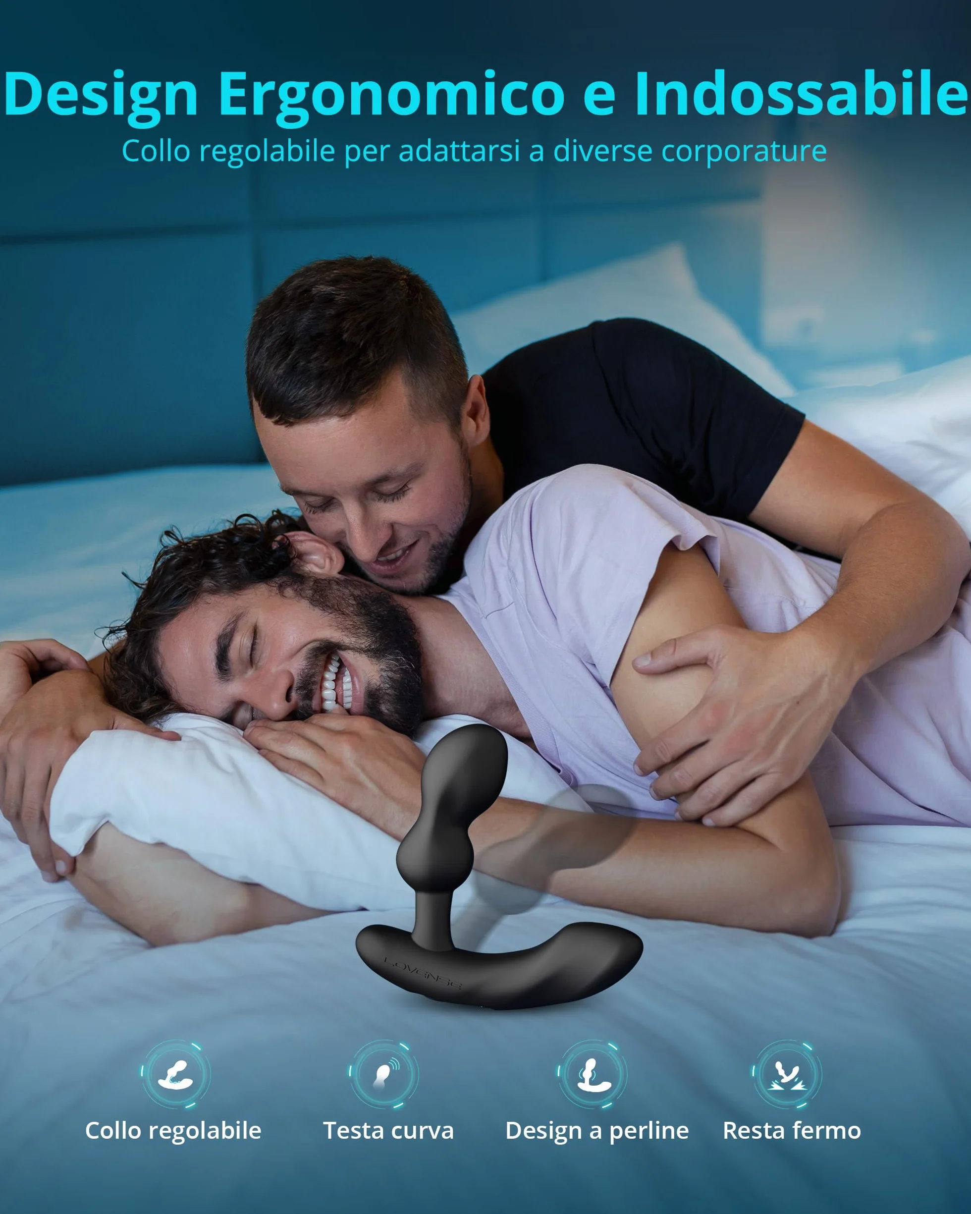 LOVENSE Edge 2 Massaggiatore Prostatico Vibrante Regolabile Bluetooth App Control, Vibratore Anale Telecomandato, Modalità di Vibrazione Personalizzate illimitate