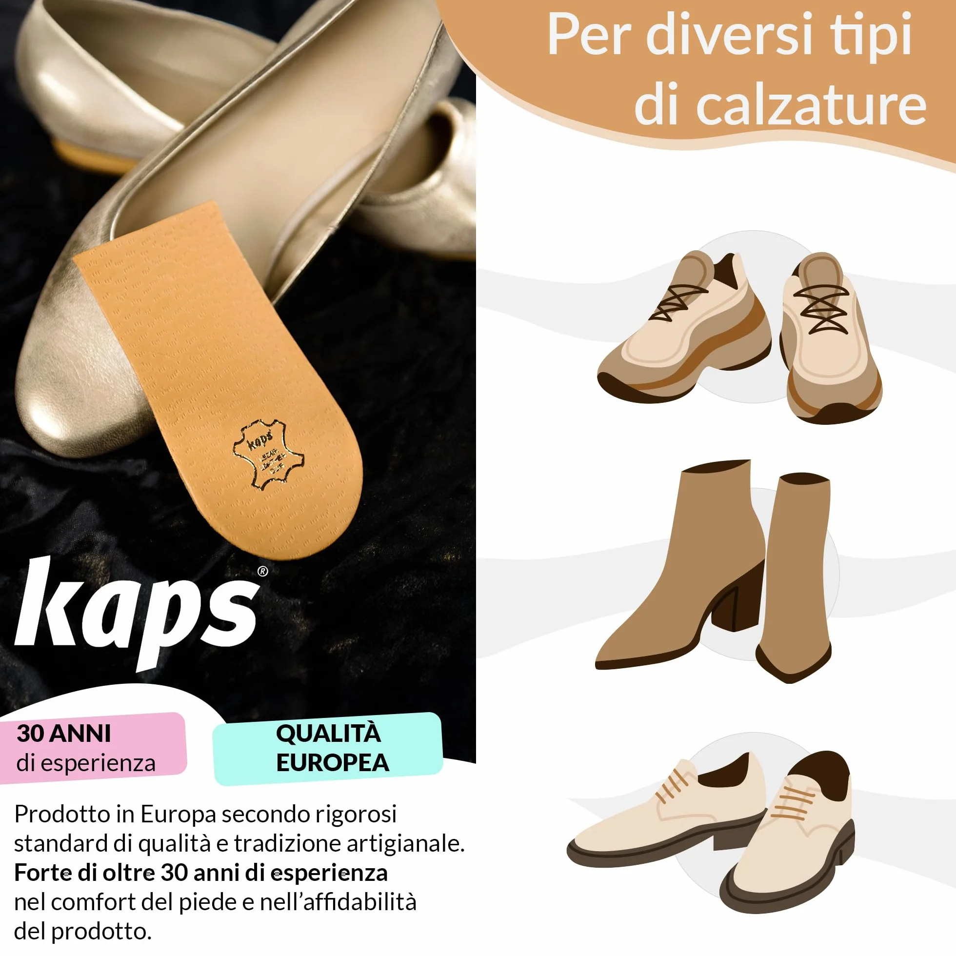 Elevatore per Tallone, Rialzo per Tallone, Zeppa Ortotica, Pad per Scarpe, Molte Larghezze e Spessori, Copertura in Pelle, Topmed, Fornito a NHS, 2 Pezzi Sinistra e Destra