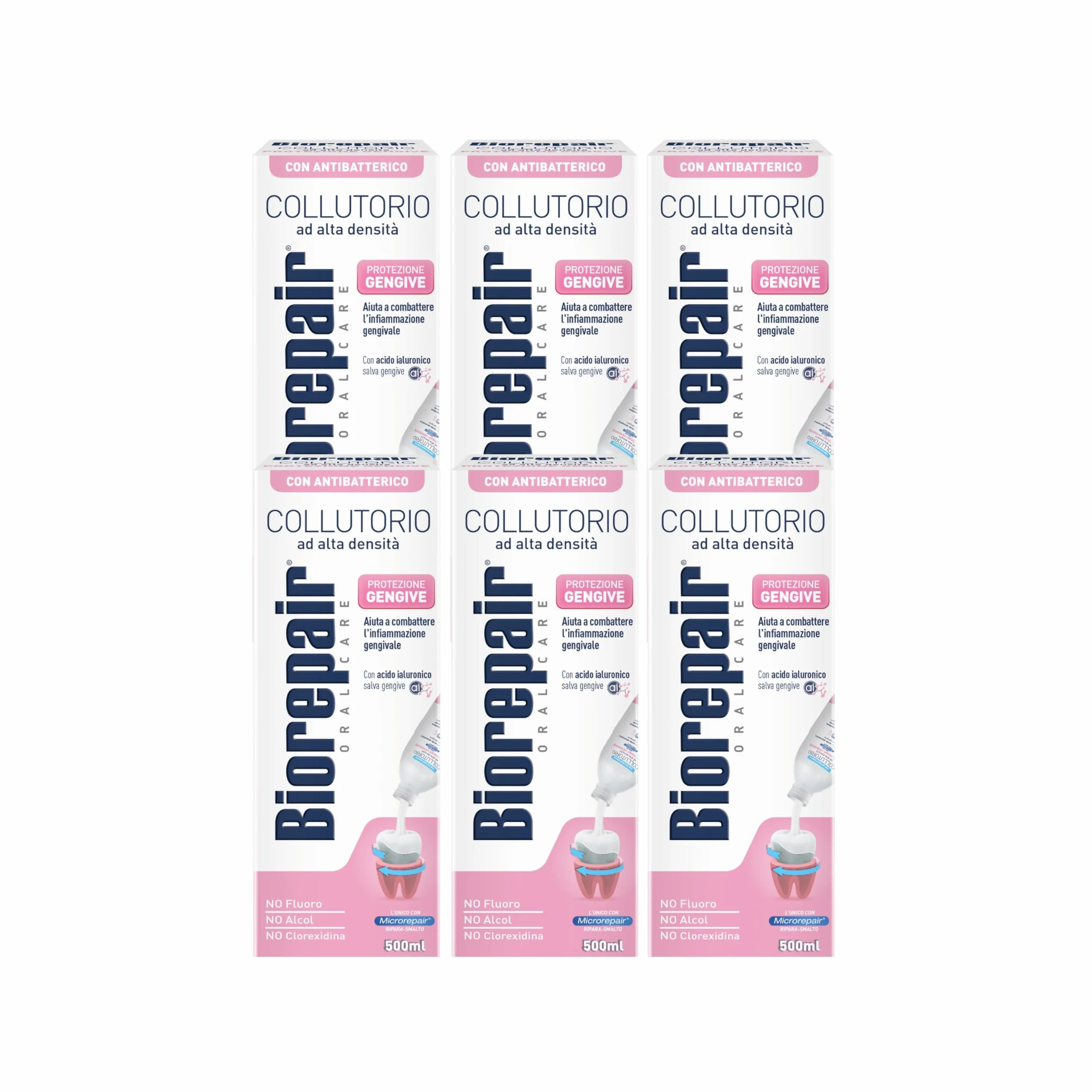 Biorepair Collutorio Ad Alta Densità Protezione Gengive 6x500ml