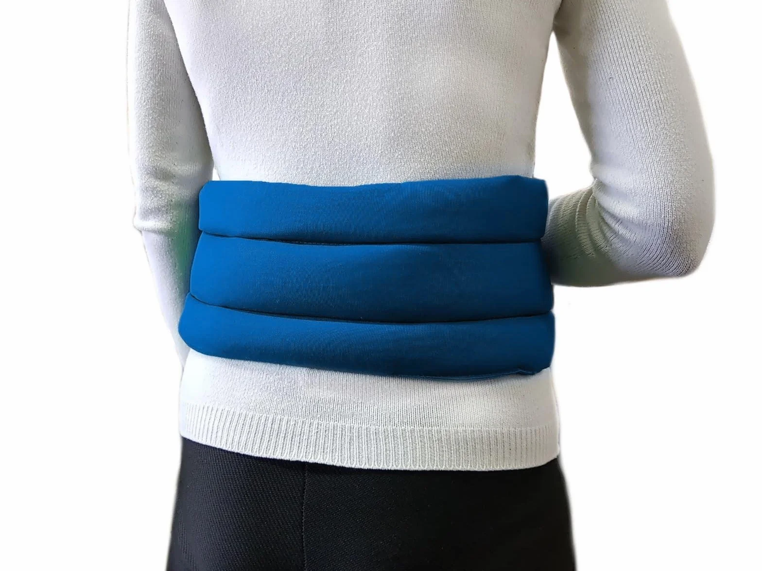 FASCIA DORSALE TERMICA -Blu- Riscaldante con Noccioli di Ciliegia per Collo, Spalle, Schiena, Addominale, Cervicale, Lombare, Scaldacollo, Antistress, Effetto Massaggiante, Riscaldabile in Microonde