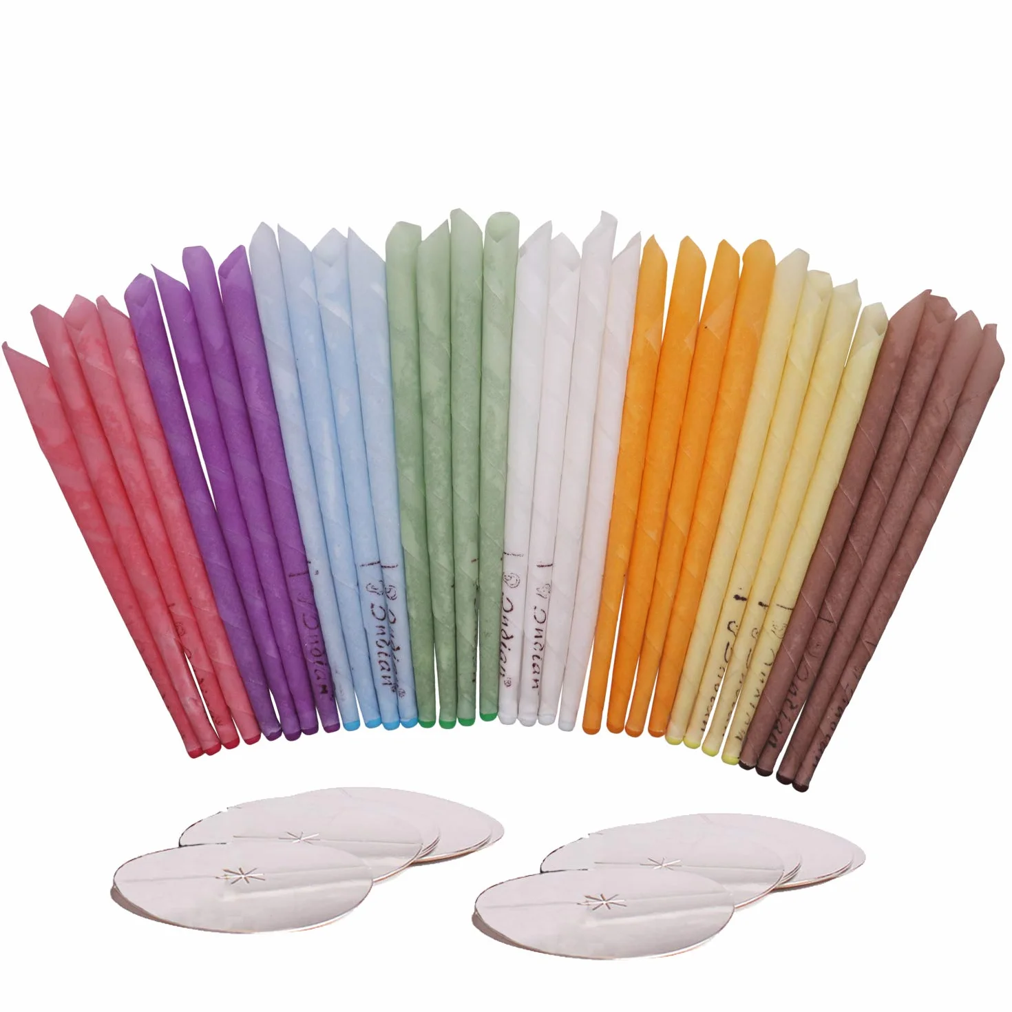 32 PCS Coni per orecchie, Candele dell'orecchio per le orecchie,- Cera d’Api e Mussola di Cotone Naturale con Filtri e Dischi Protettivi (8 colori)