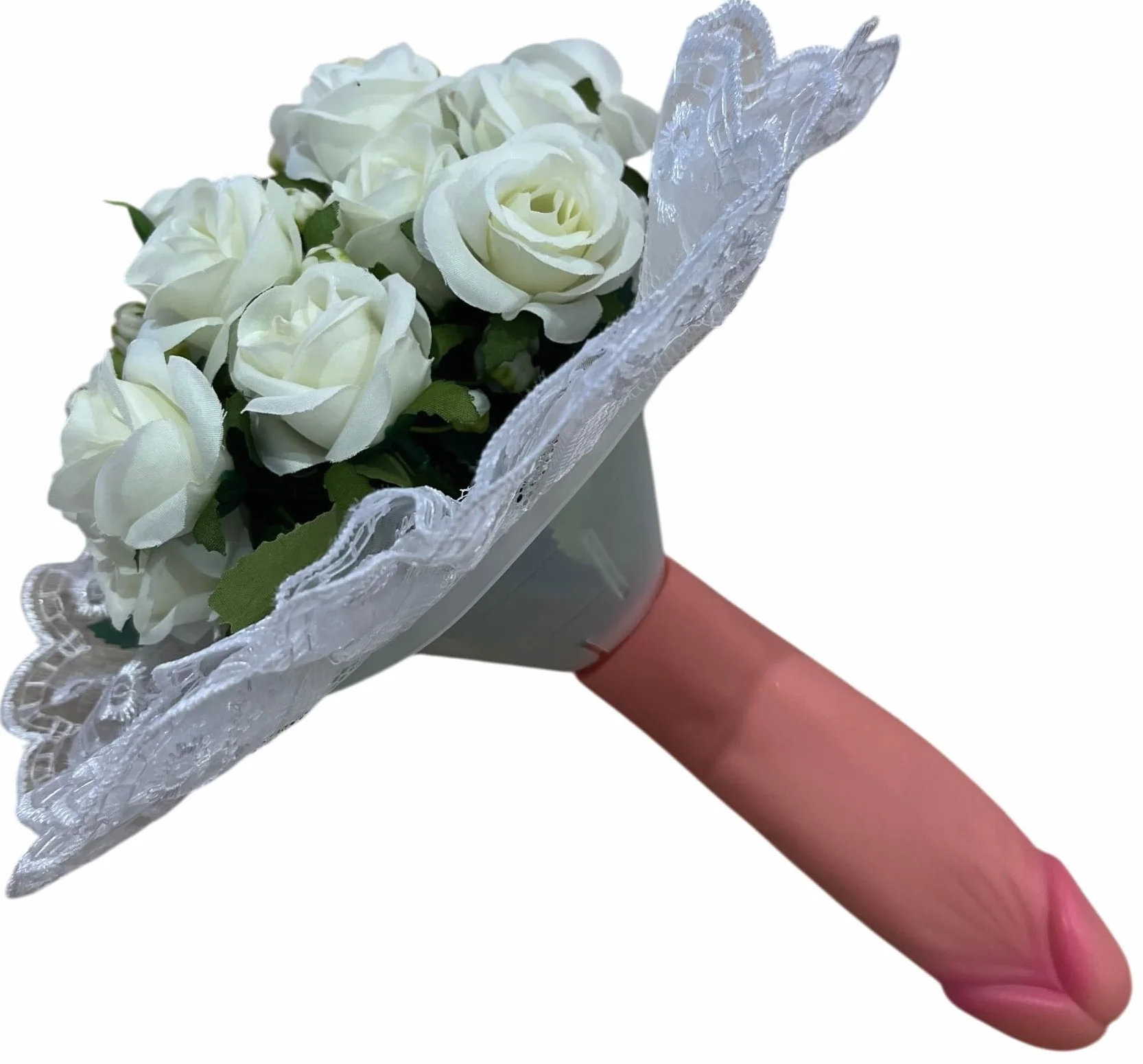 Addio al Nubilato Bouquet di Rose Bianche, Mazzo di Fiori Gadget Addio al Nubilato per la Futura Sposa, Giochi Divertenti