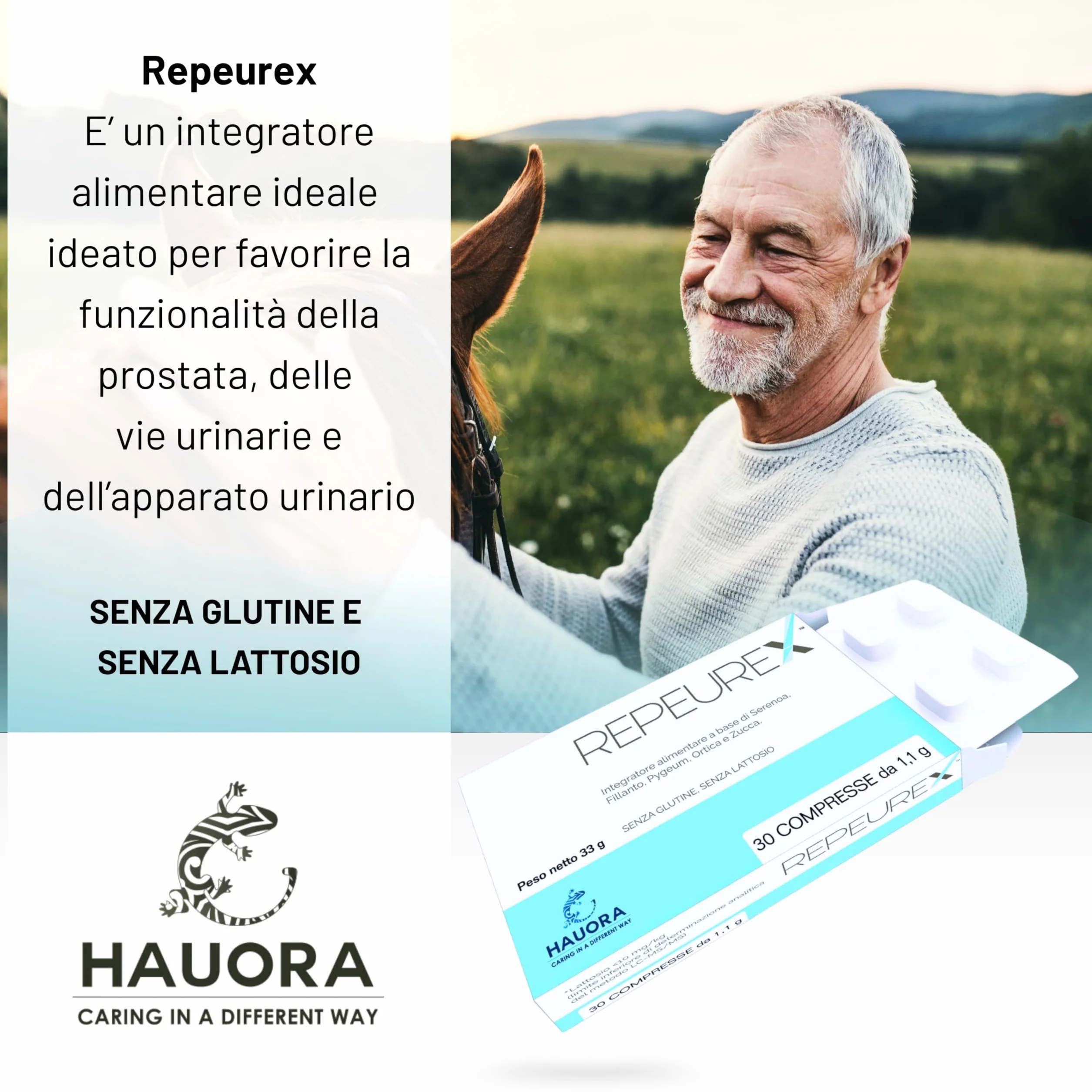 HauoraMed Repeurex Serenoa Repens Prostata Integratore Vie Urinarie 30 Compresse 1,1g Saw Palmetto Fillanto Pygeum Ortica Zucca