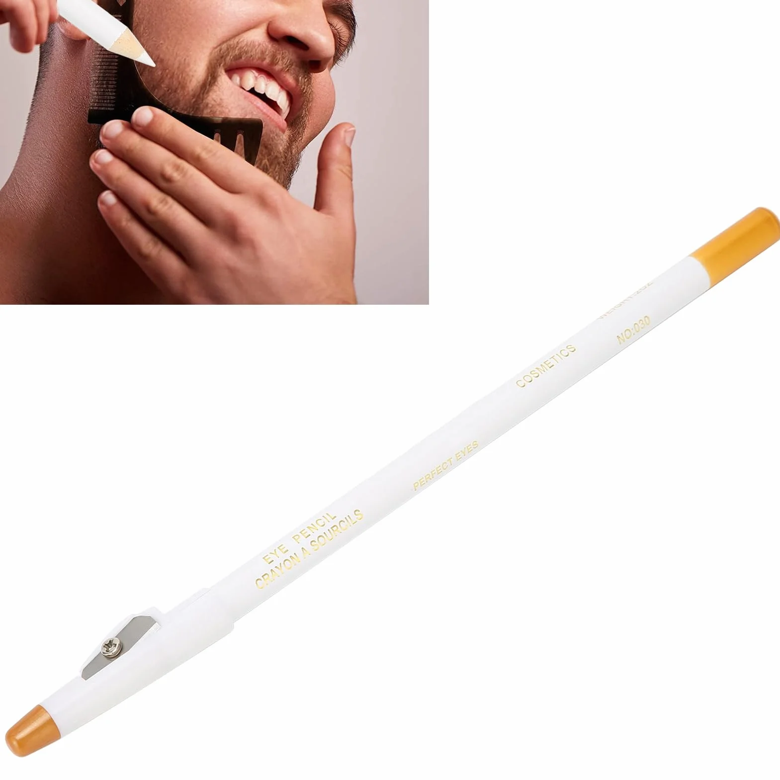 Strumento, Matita Barbiere Bianca, Matita per Barba, Matita per Fodera per Barba Uomo, Matita per Barba Professionale Filler Matita per Barba per Uso Domestico Liner Sha (Bianco)